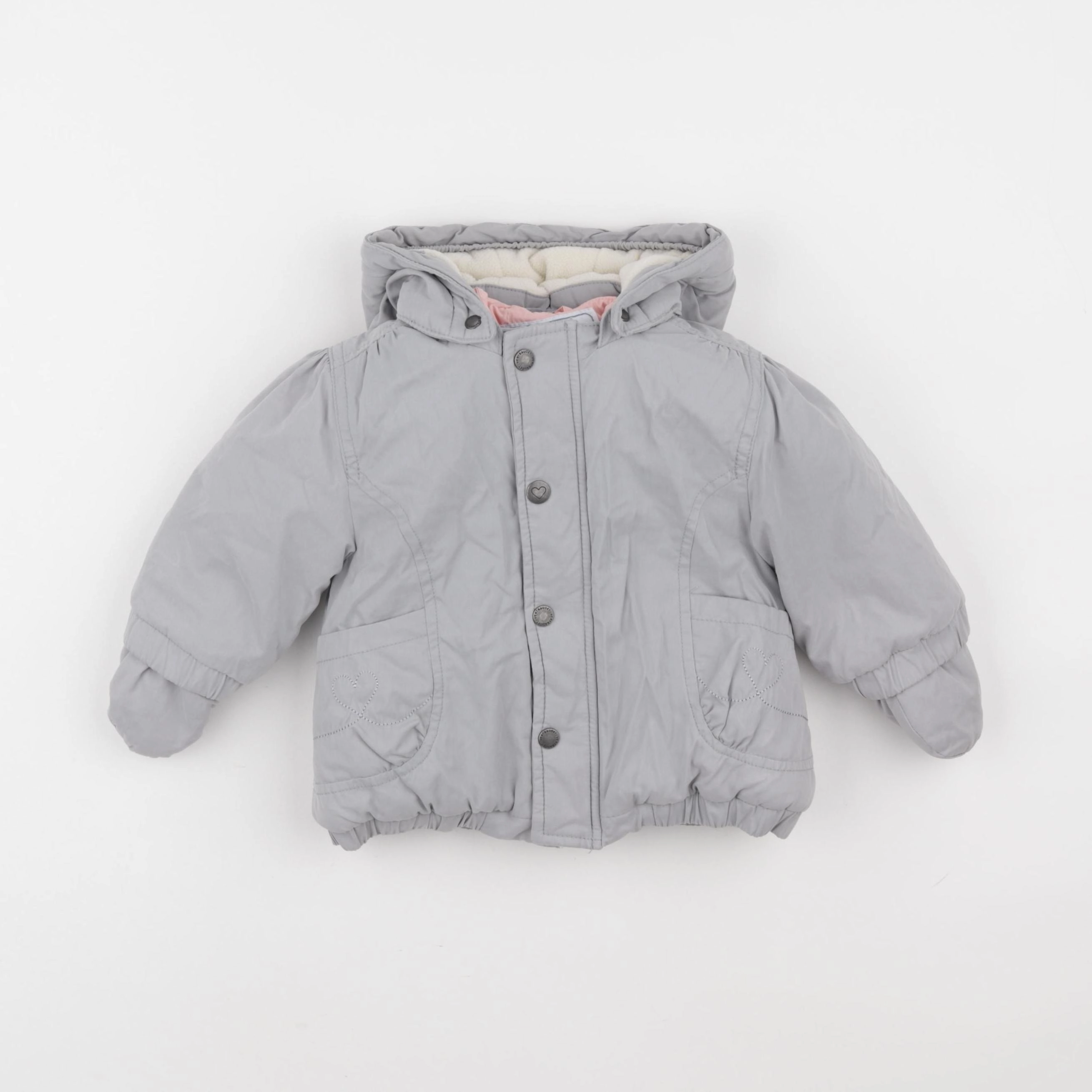 Vertbaudet - manteau doublure amovible gris - 6 mois