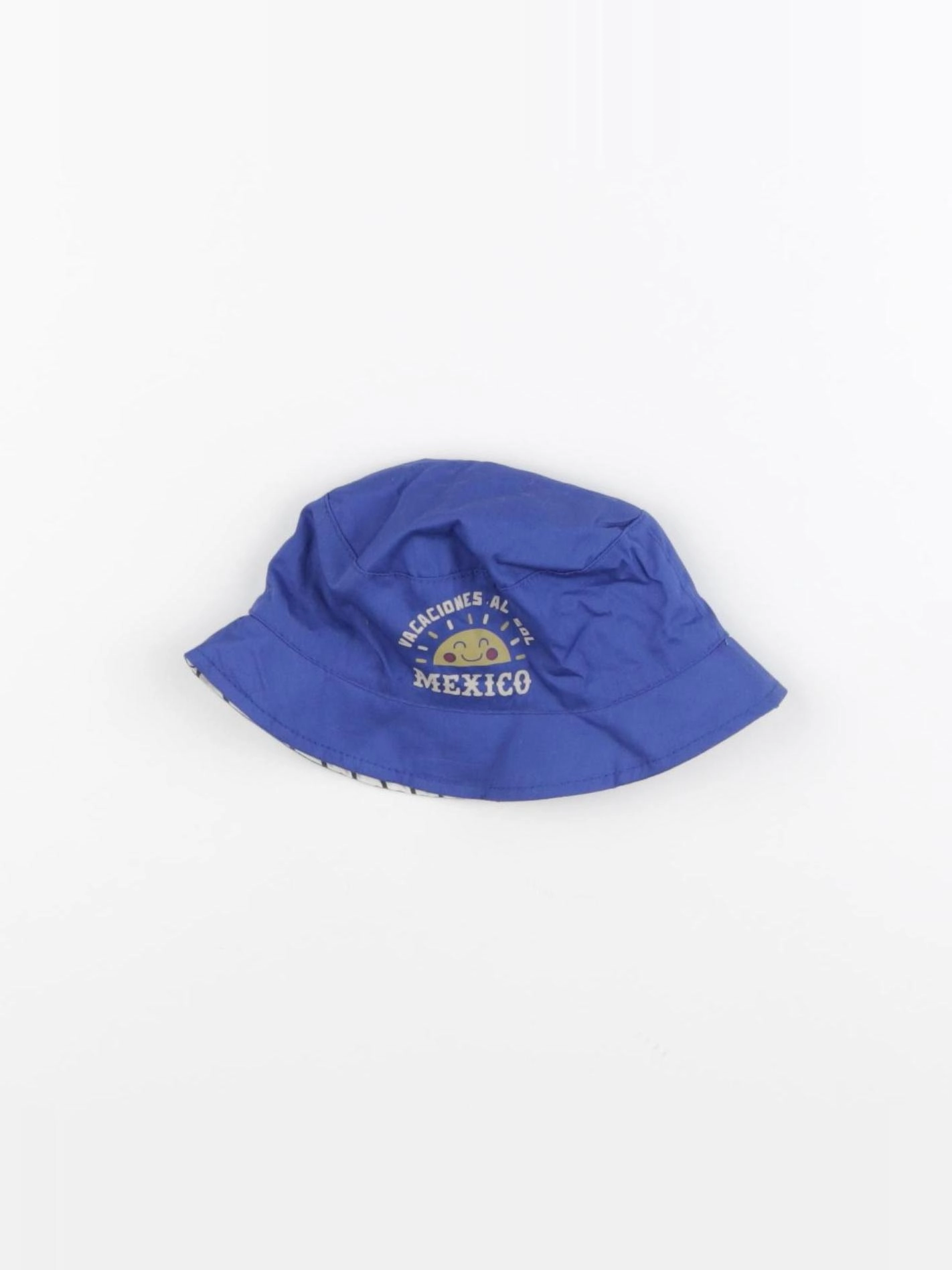 Vertbaudet - chapeau réversible bleu - 3/6 mois