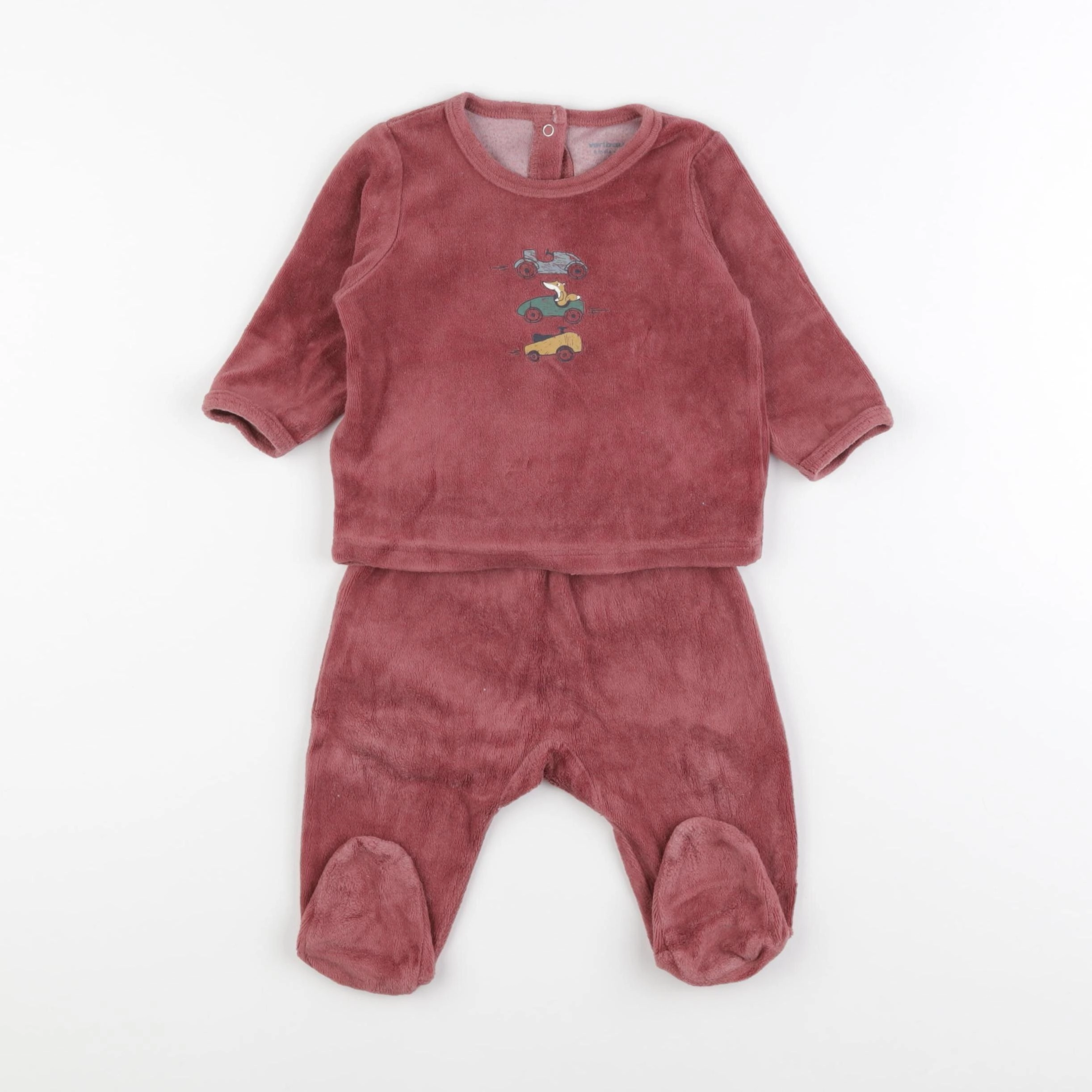 Vertbaudet - pyjama velours rouge - 6 mois