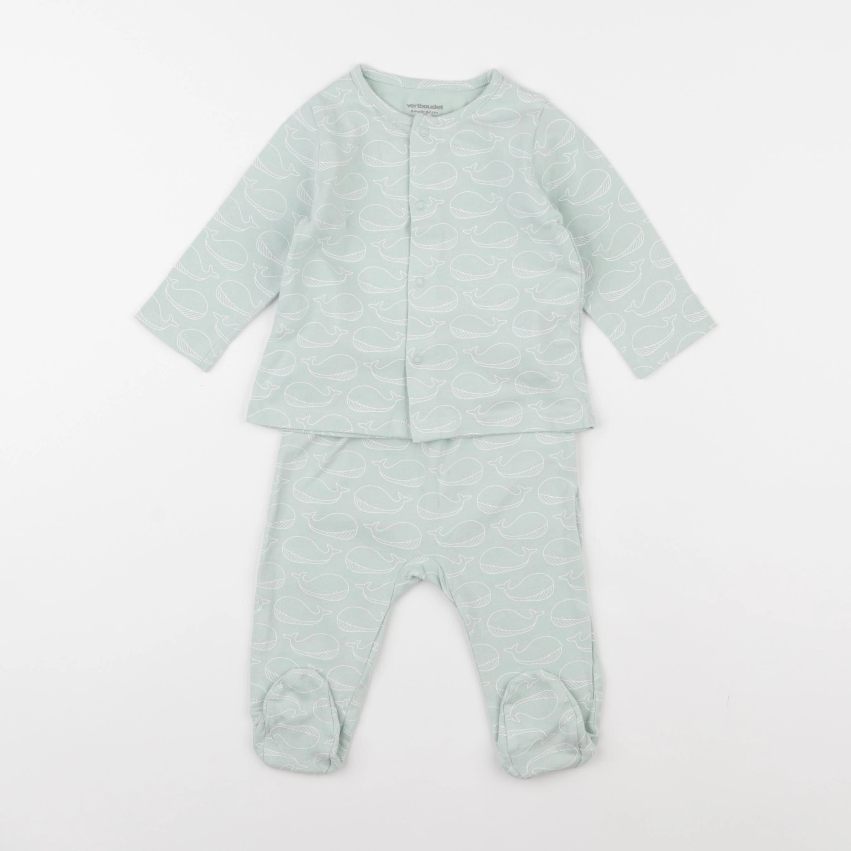 Vertbaudet - pyjama coton vert - 6 mois