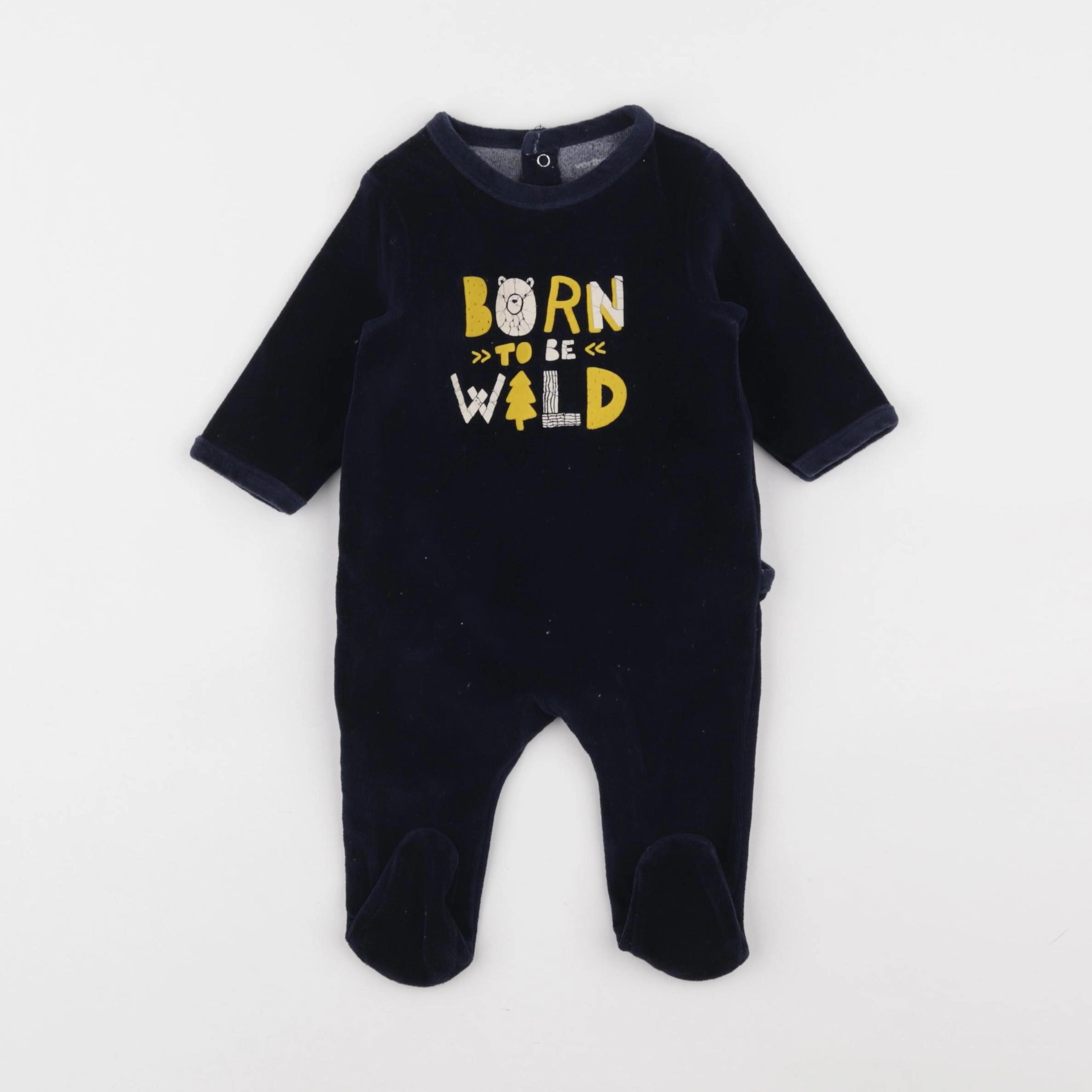 Vertbaudet - pyjama velours bleu - 3 mois