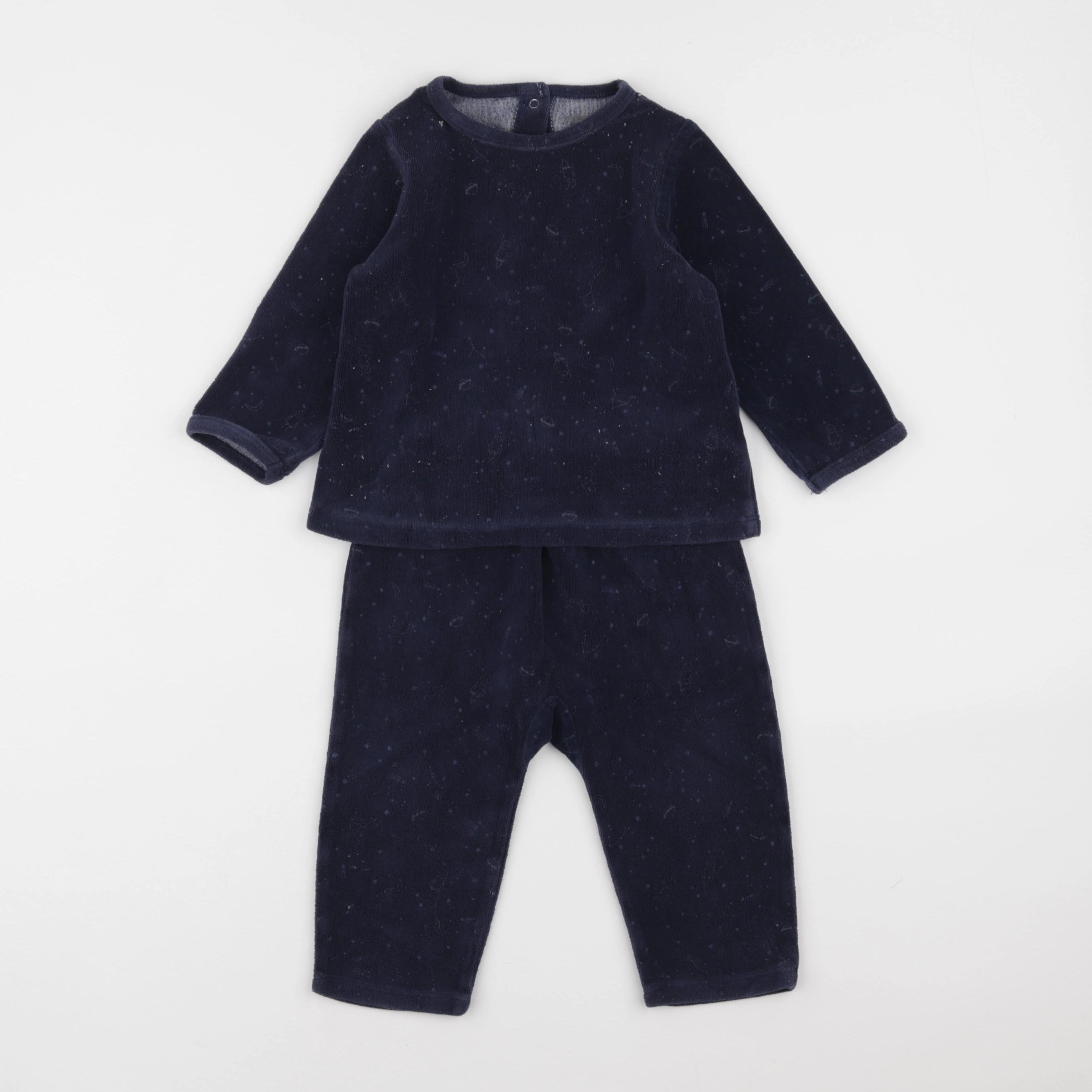 Vertbaudet - pyjama velours bleu - 2 ans