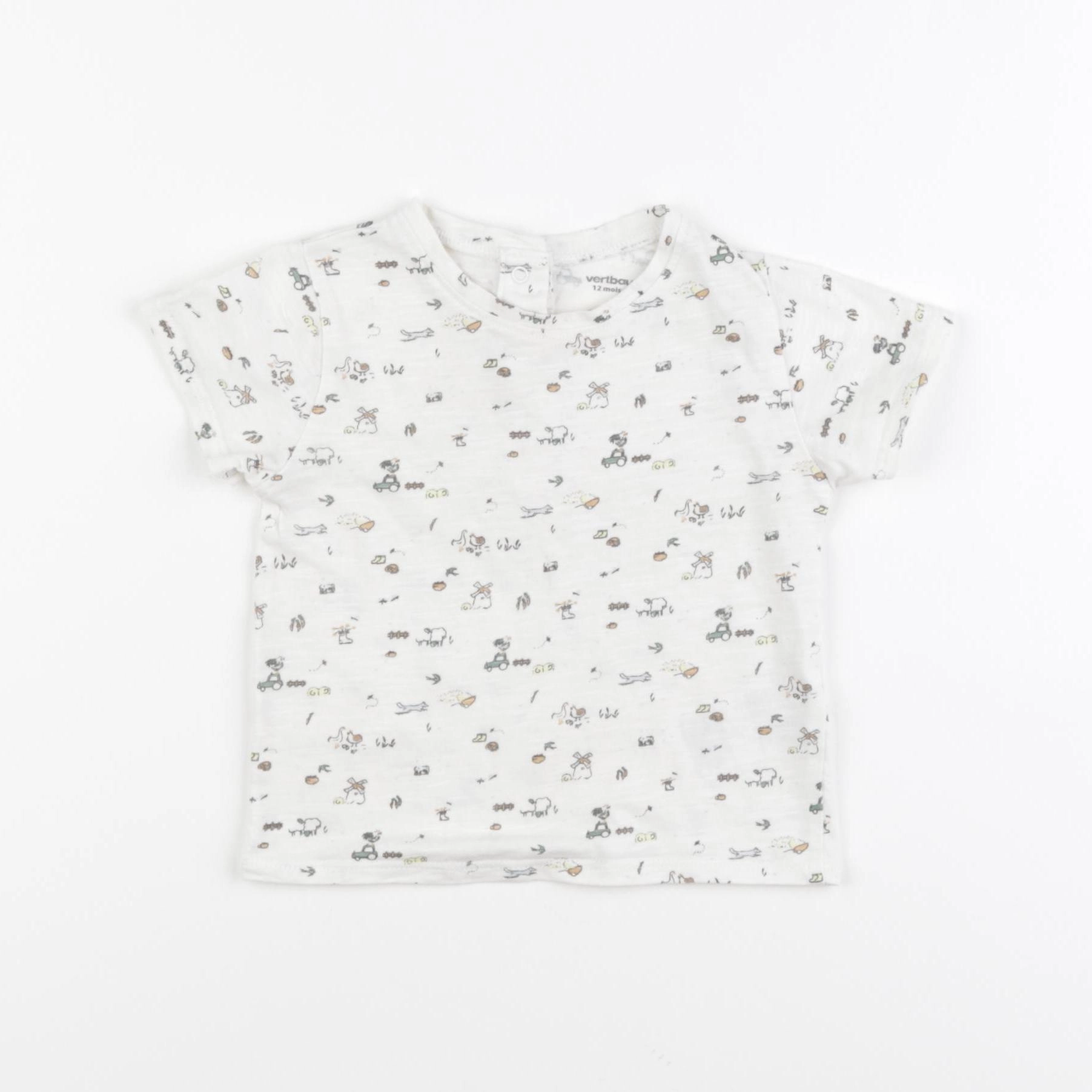 Vertbaudet - tee-shirt beige - 12 mois