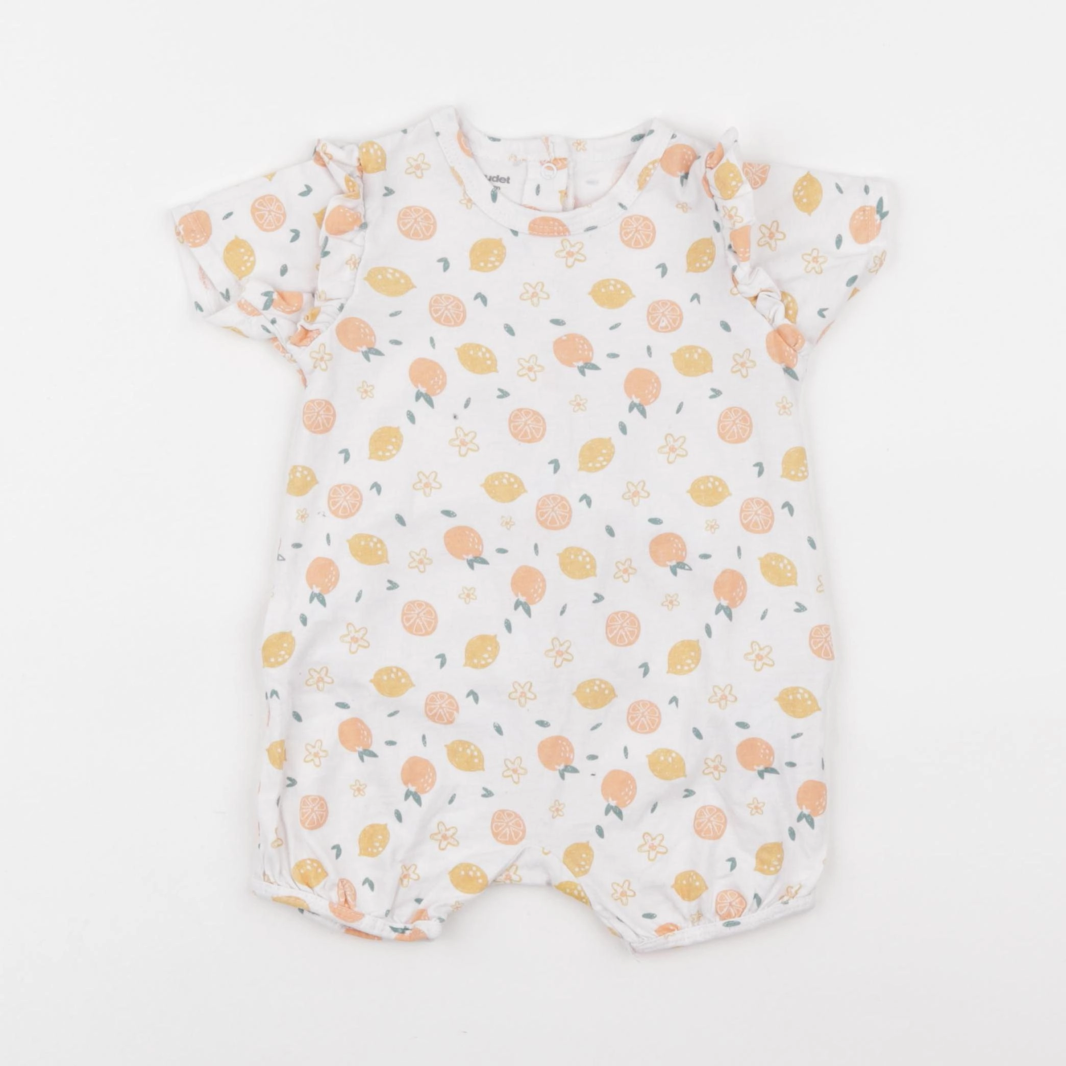 Vertbaudet - pyjama coton blanc, orange - 9 mois