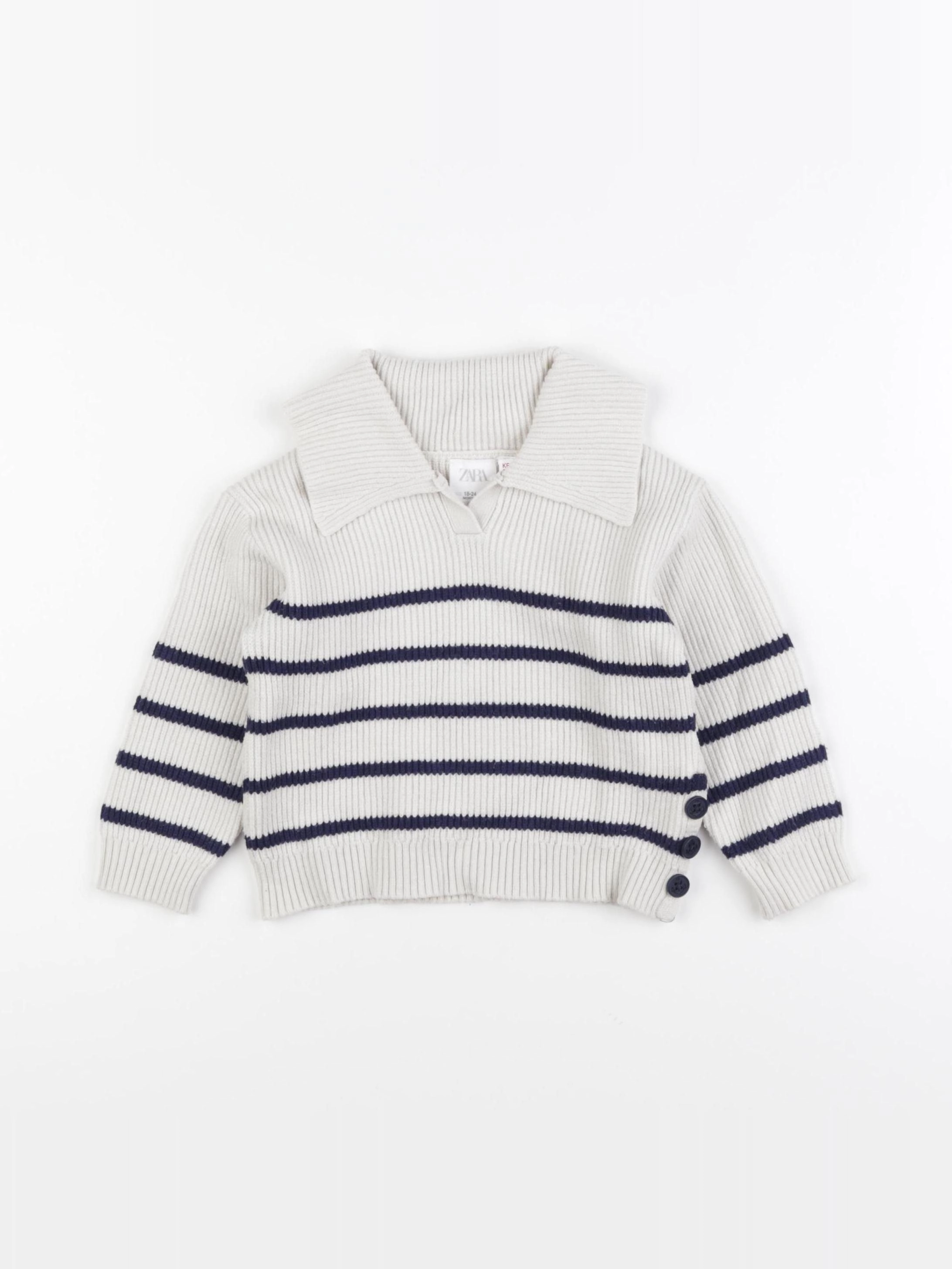 Zara - pull blanc, bleu - 18/24 mois