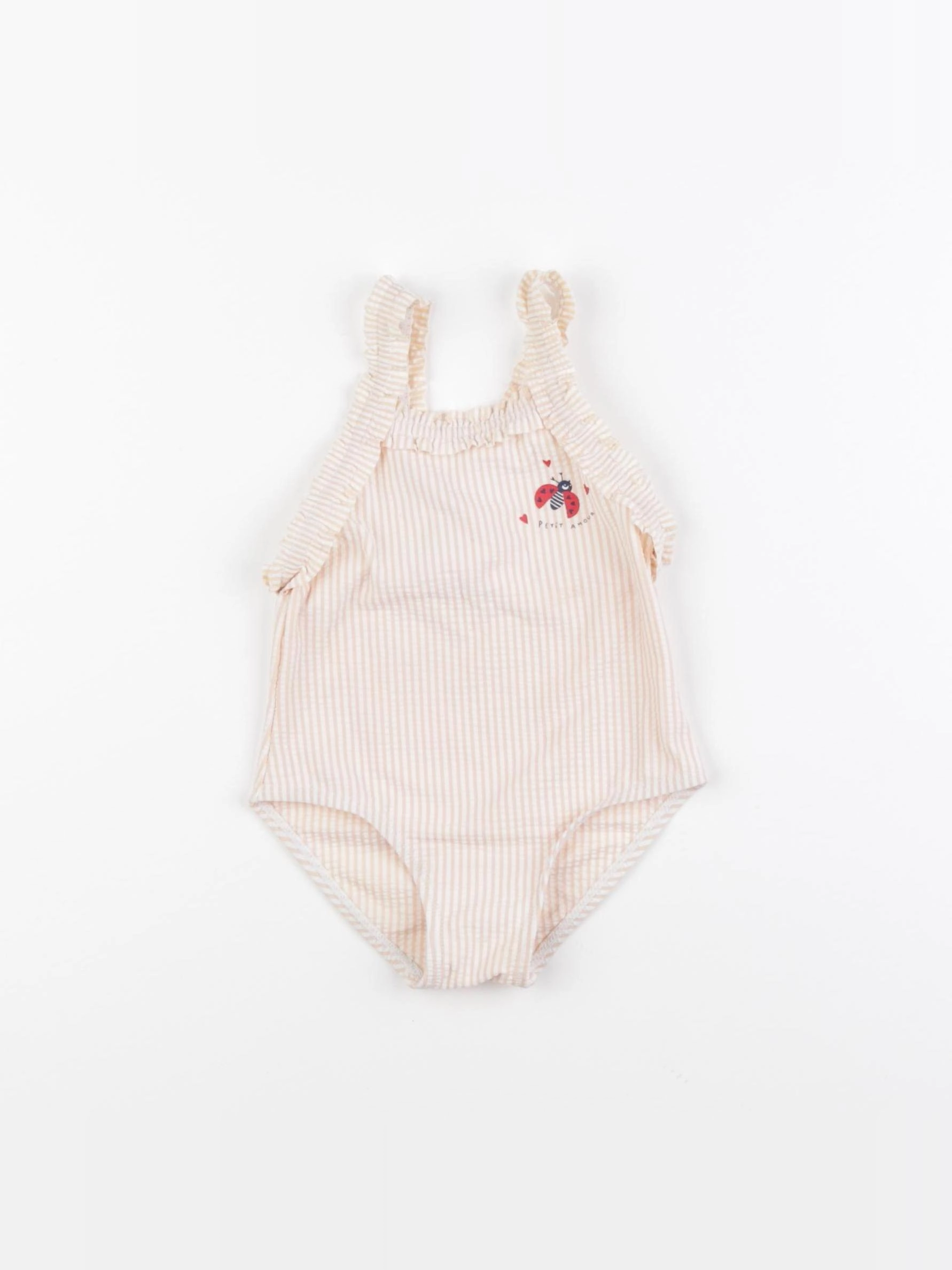 Vertbaudet - maillot de bain beige, rose - 18 mois