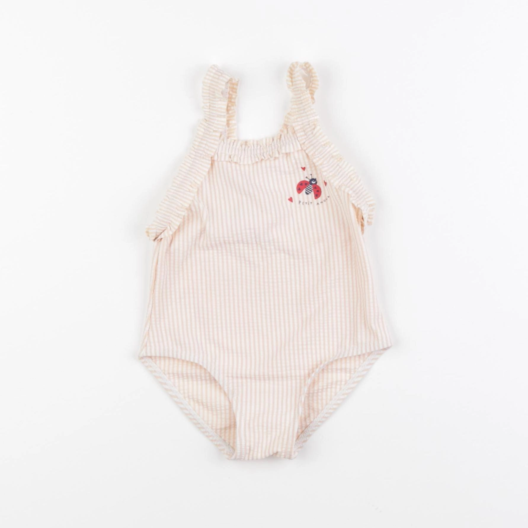 Vertbaudet - maillot de bain beige, rose - 18 mois
