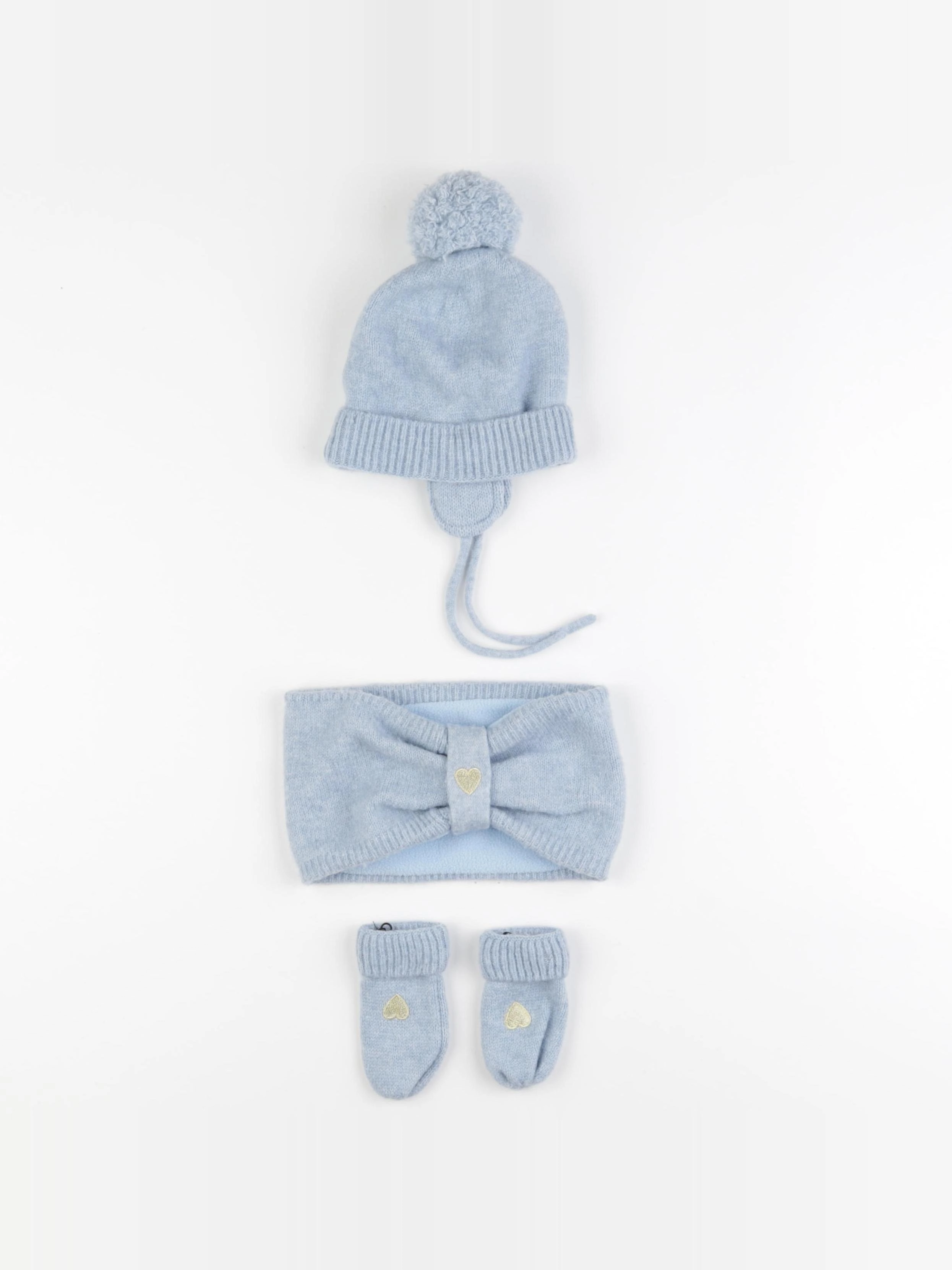 Vertbaudet - ensemble bonnet/moufles/tour de cou bleu - 12/18 mois