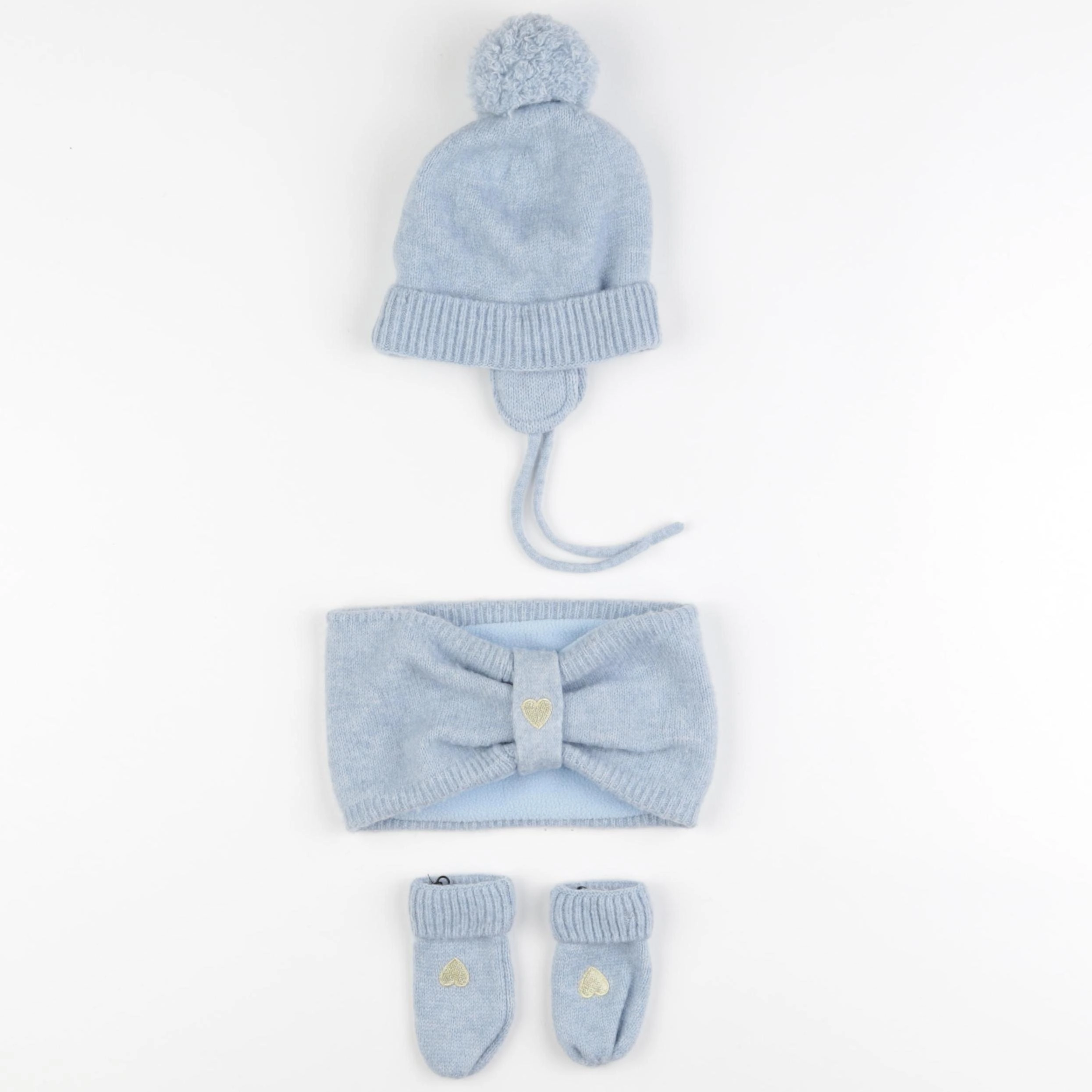 Vertbaudet - ensemble bonnet/moufles/tour de cou bleu - 12/18 mois