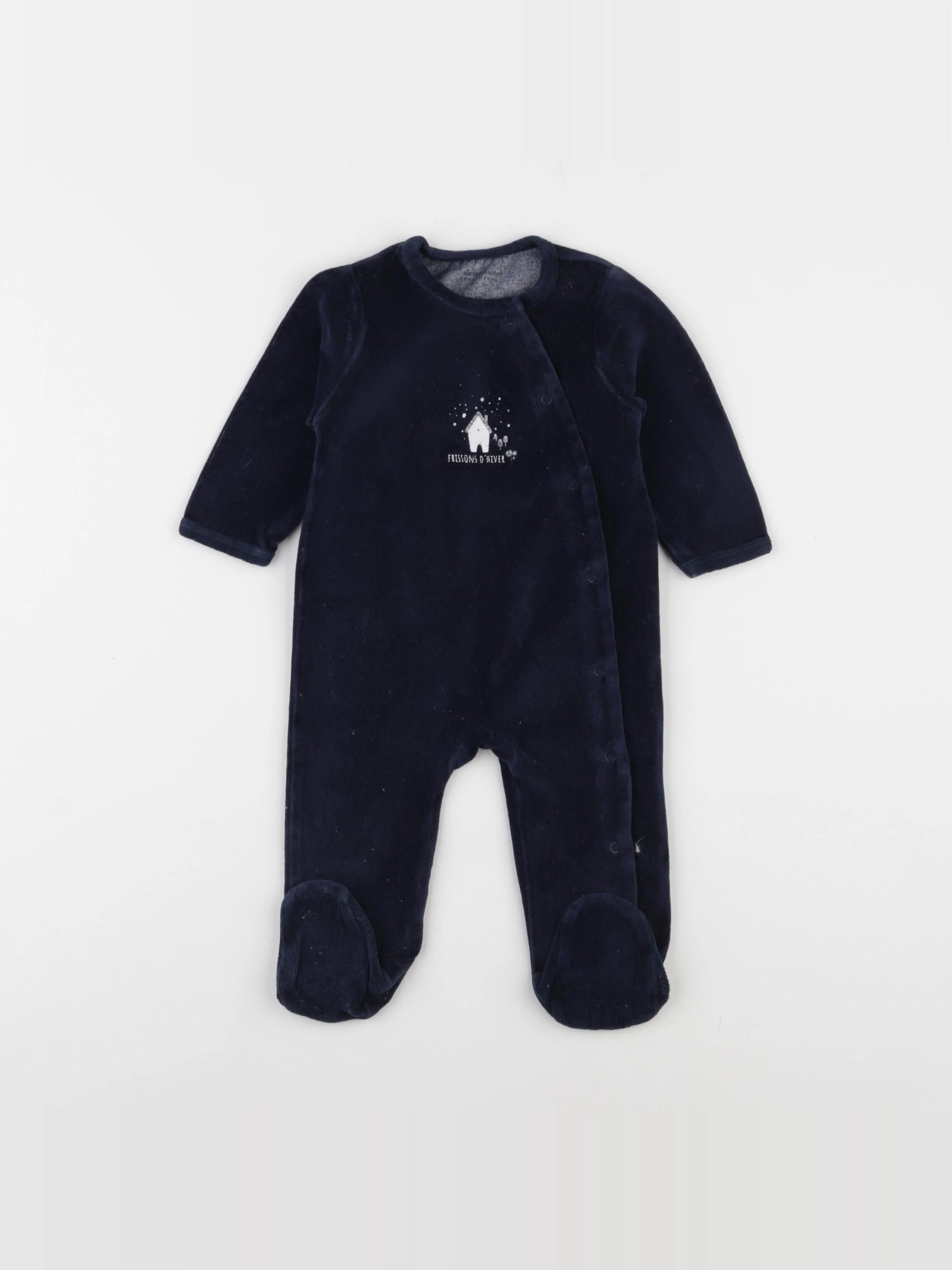 Vertbaudet - pyjama velours bleu - 6/9 mois