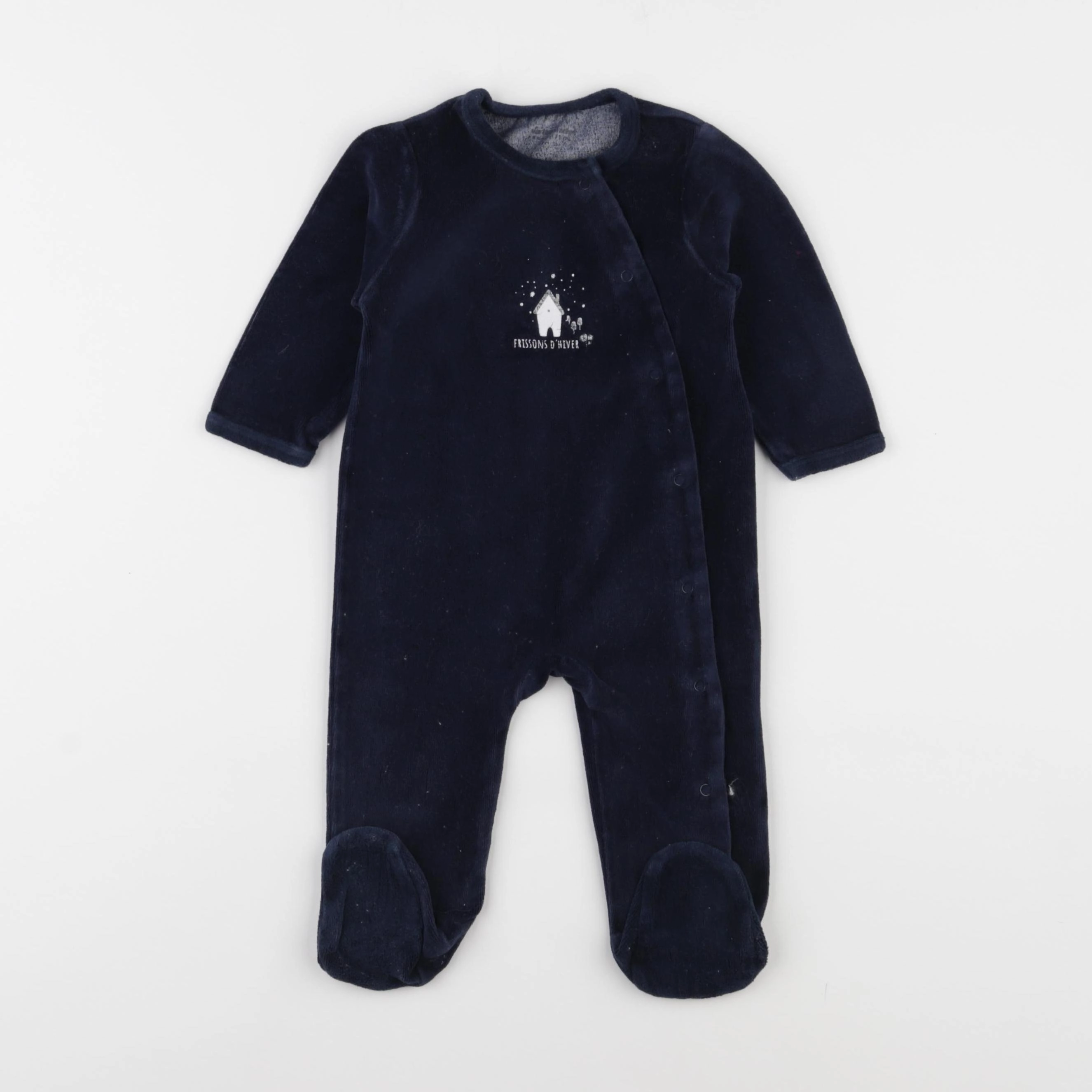Vertbaudet - pyjama velours bleu - 6/9 mois