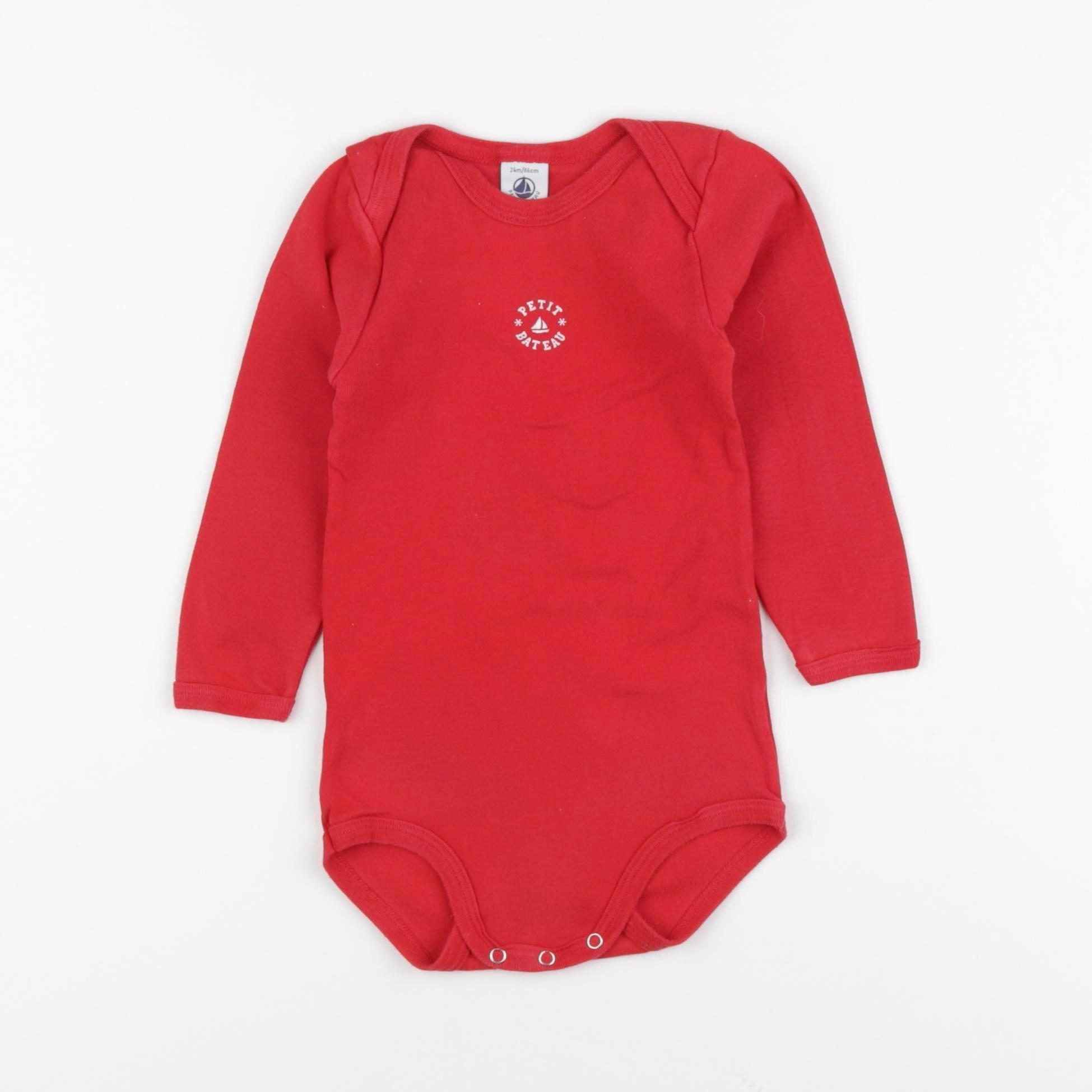 Petit Bateau - body rouge - 24 mois