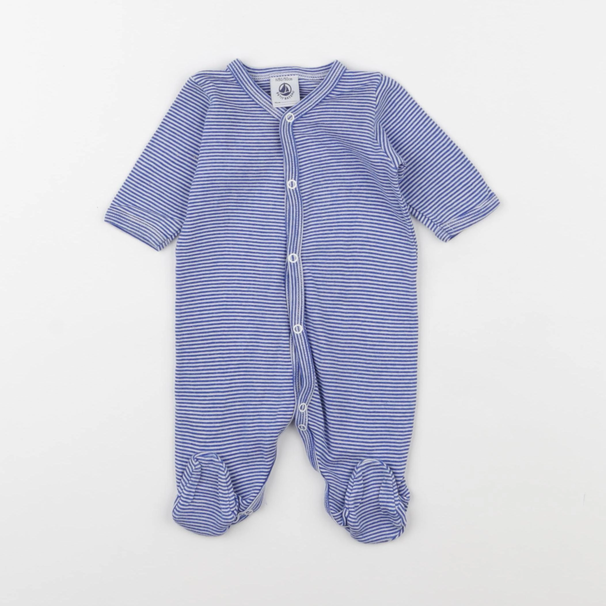 Petit Bateau - pyjama coton bleu - 0 mois
