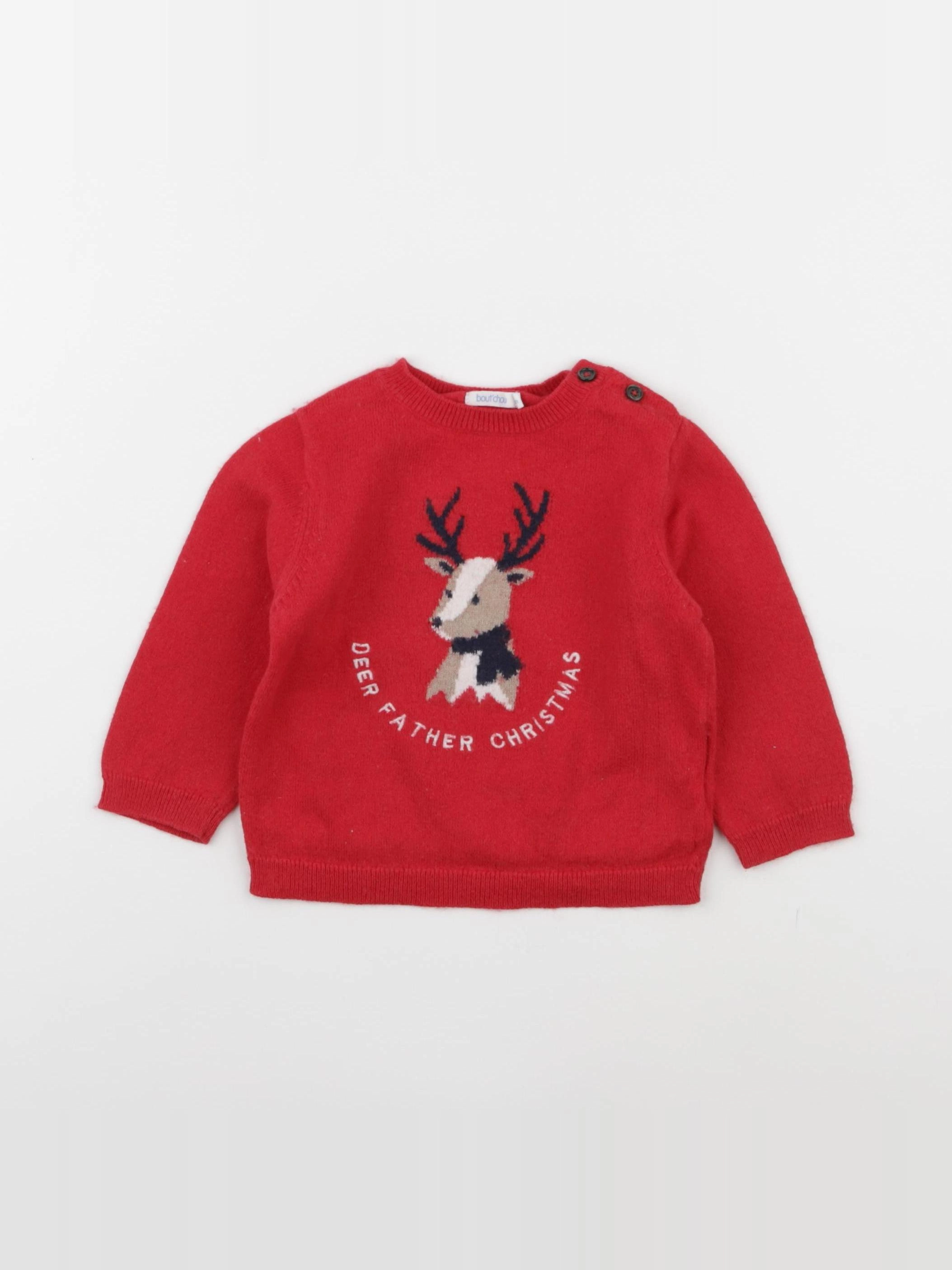 Boutchou - pull rouge - 12 mois