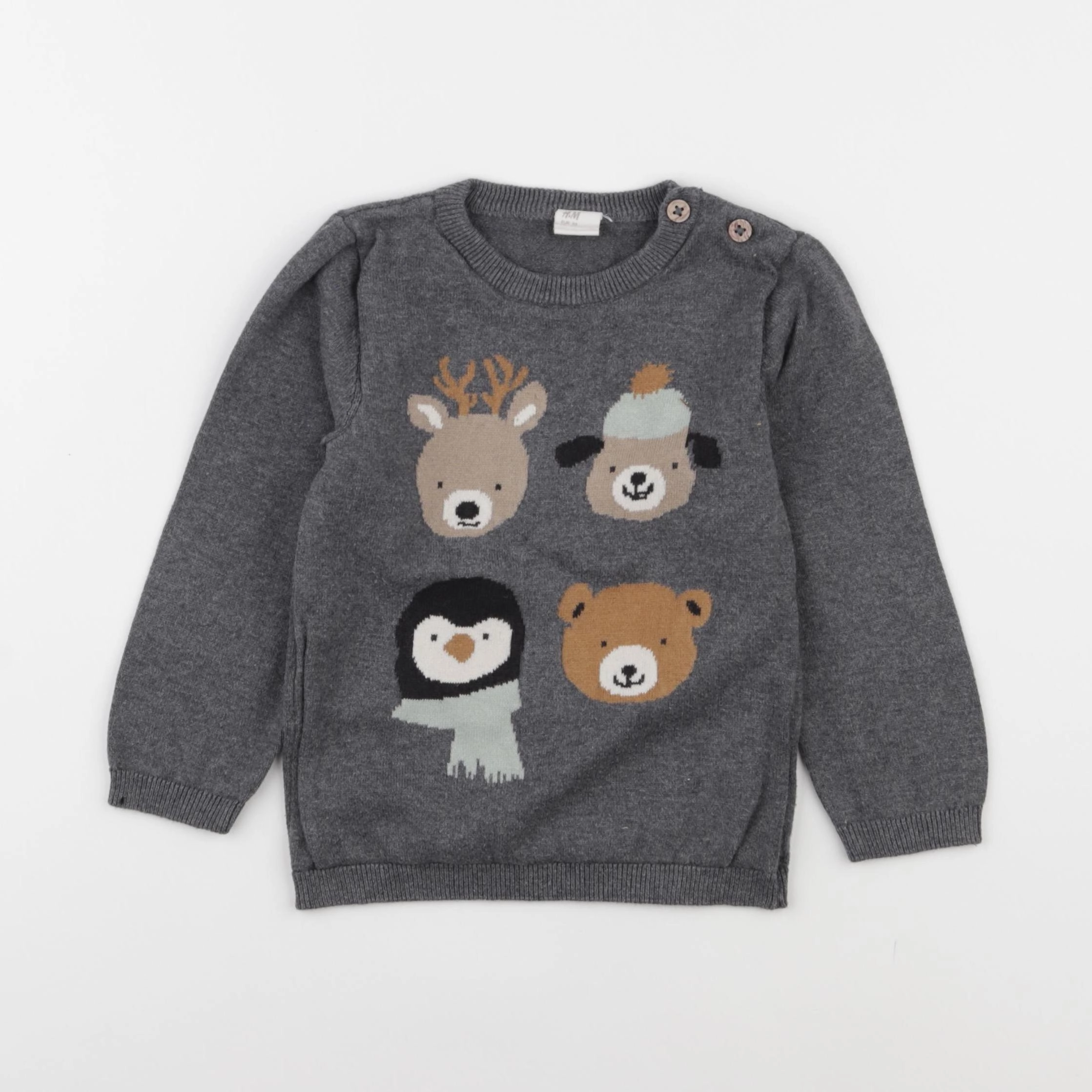 H&M - pull gris - 18/24 mois