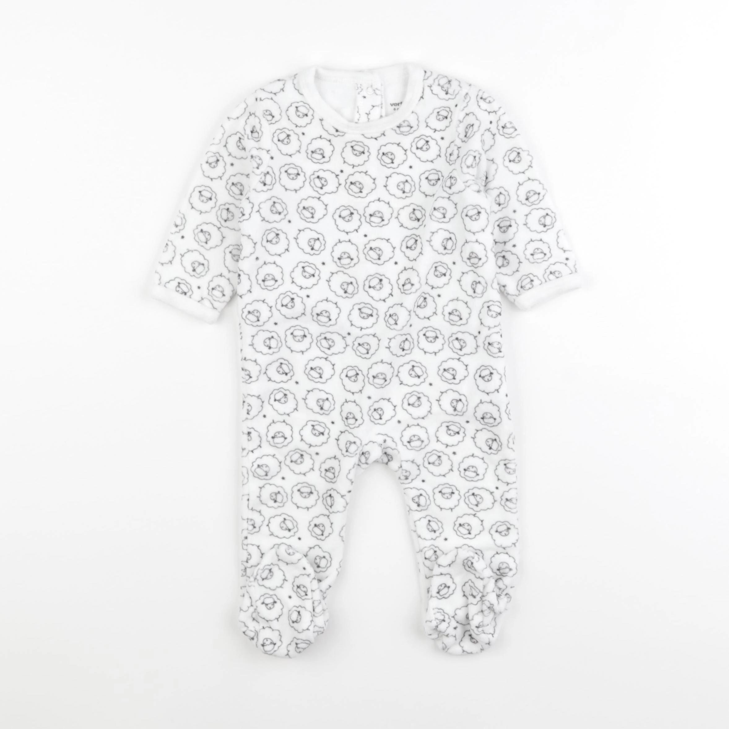 Vertbaudet - pyjama velours blanc - 6 mois