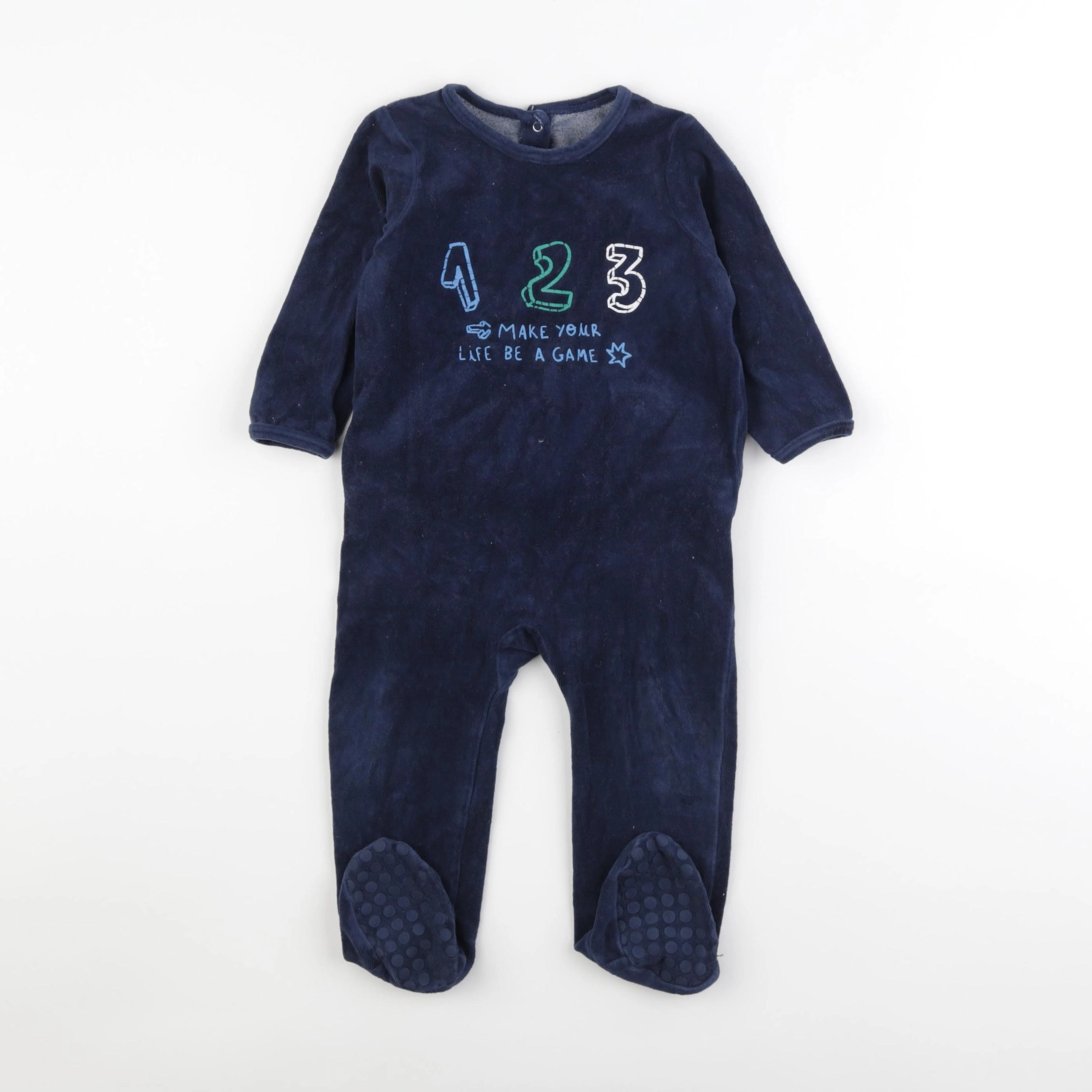 Vertbaudet - pyjama velours bleu - 12/18 mois