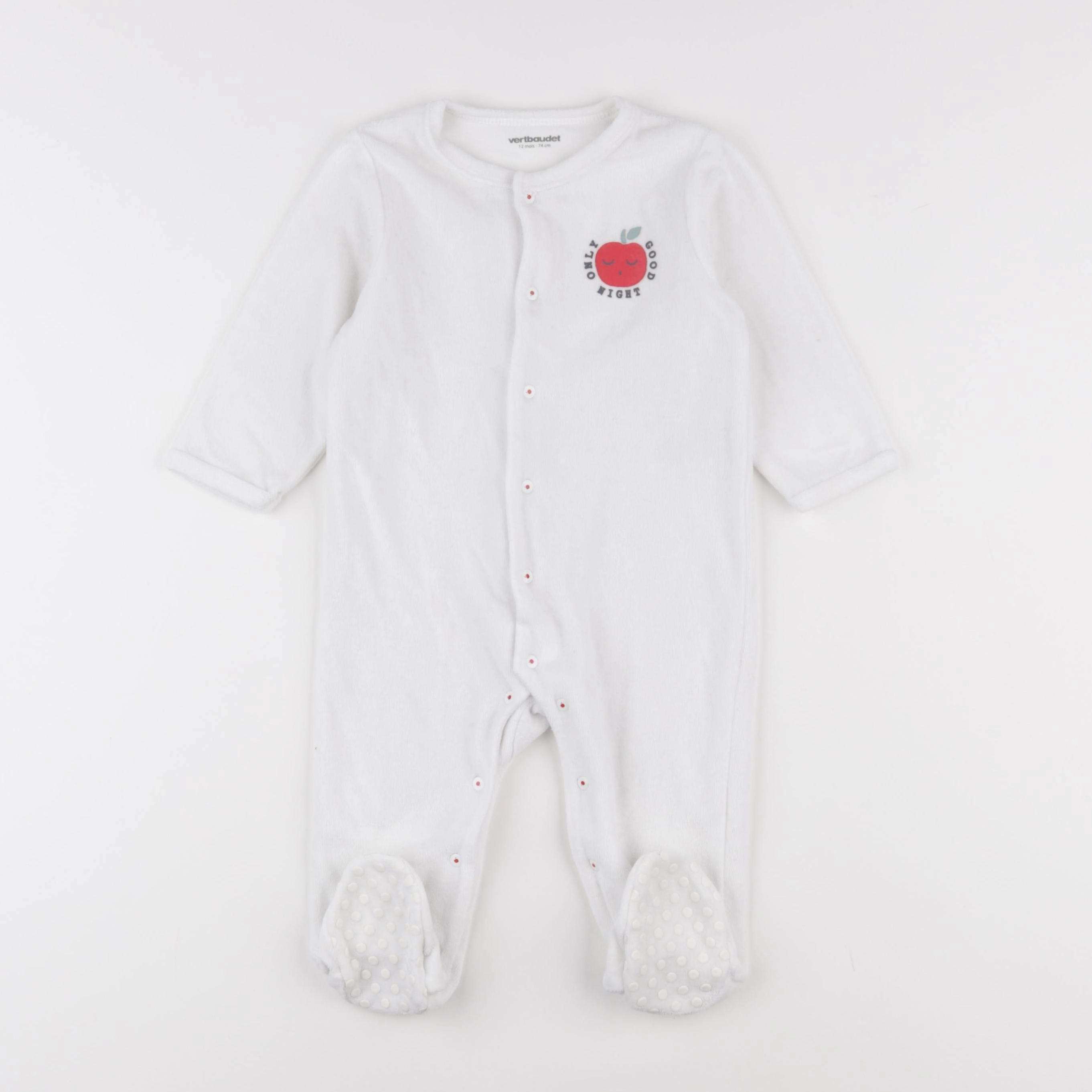 Vertbaudet - pyjama velours blanc - 12 mois