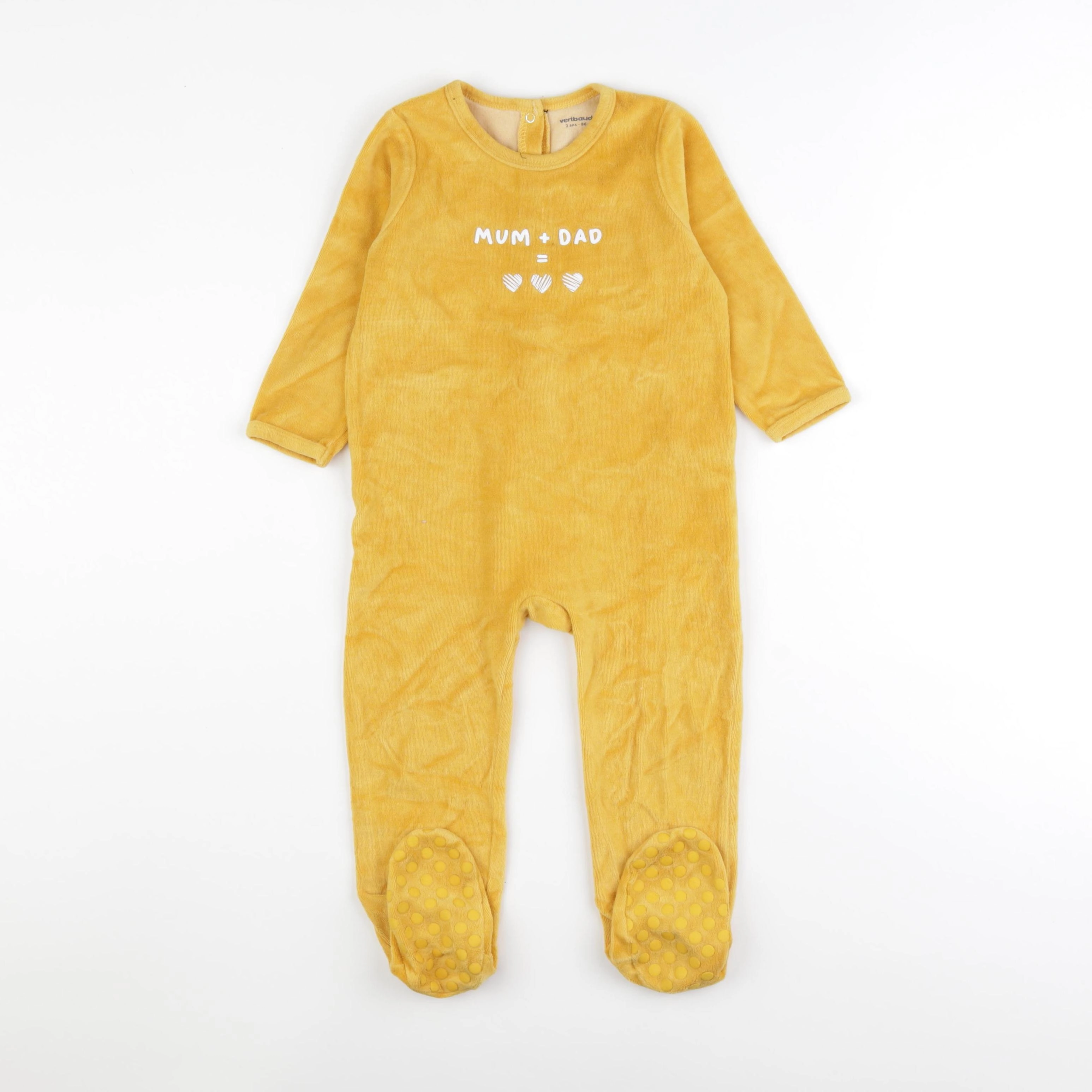 Vertbaudet - pyjama velours jaune - 2 ans