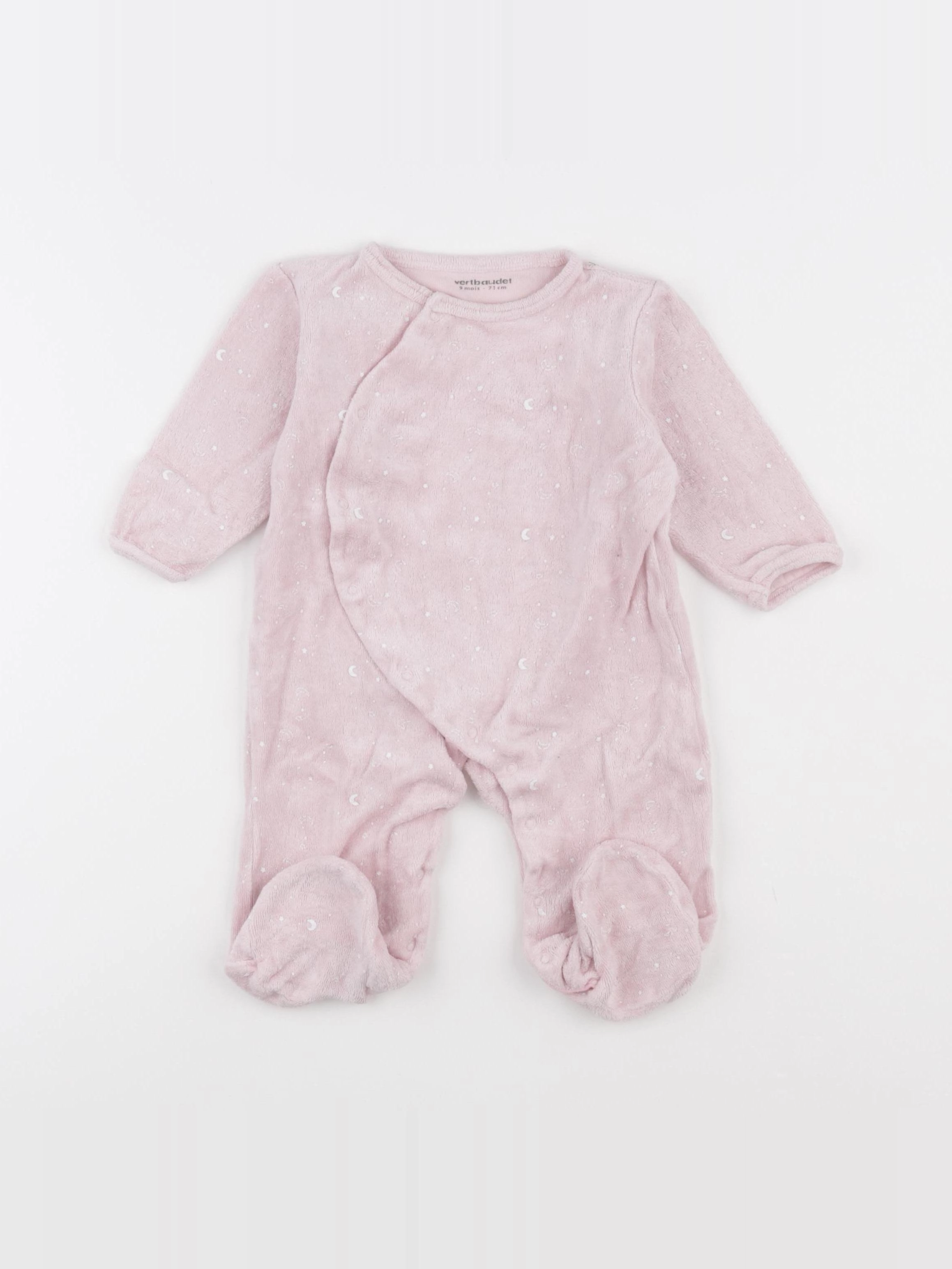Vertbaudet - pyjama velours rose - 9 mois