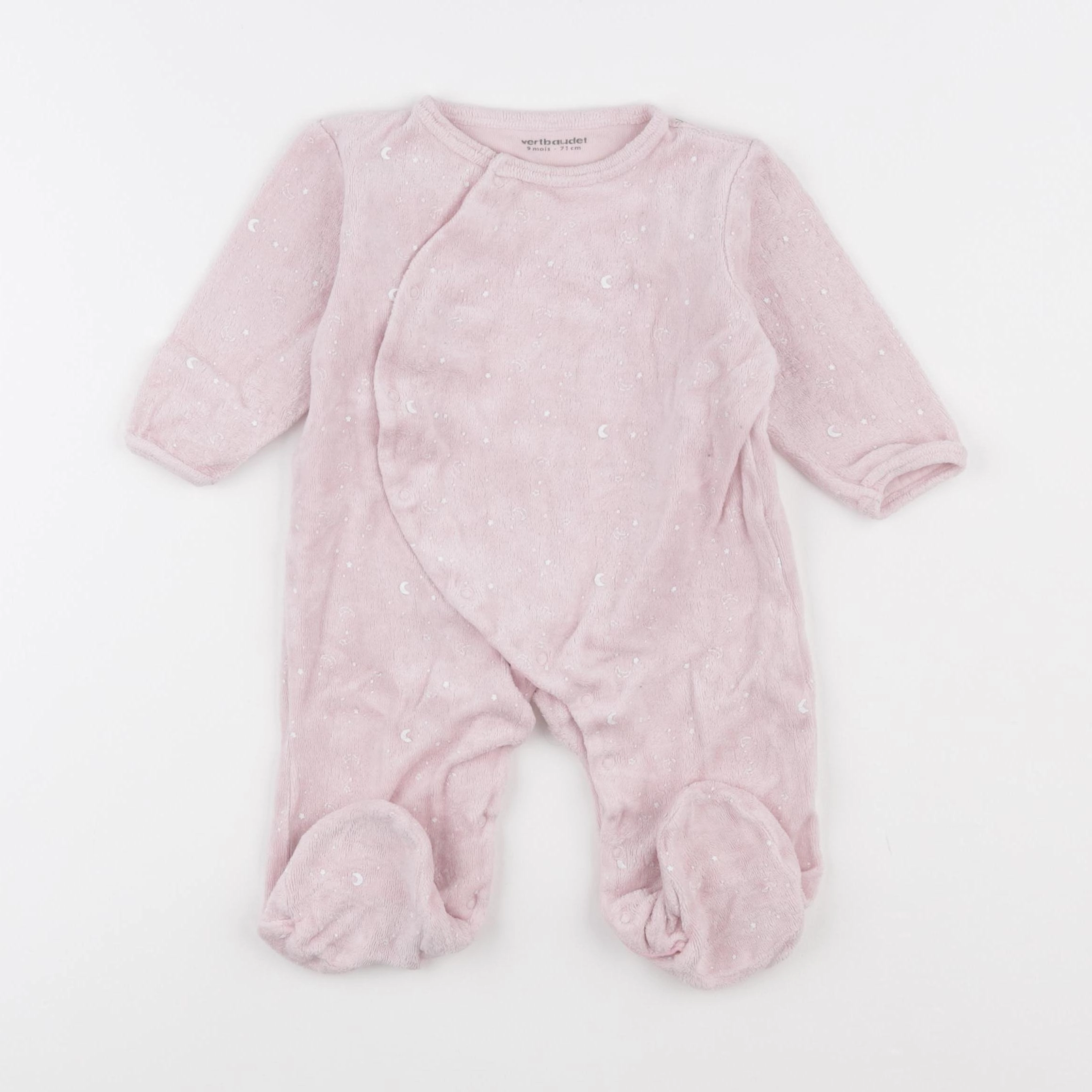 Vertbaudet - pyjama velours rose - 9 mois