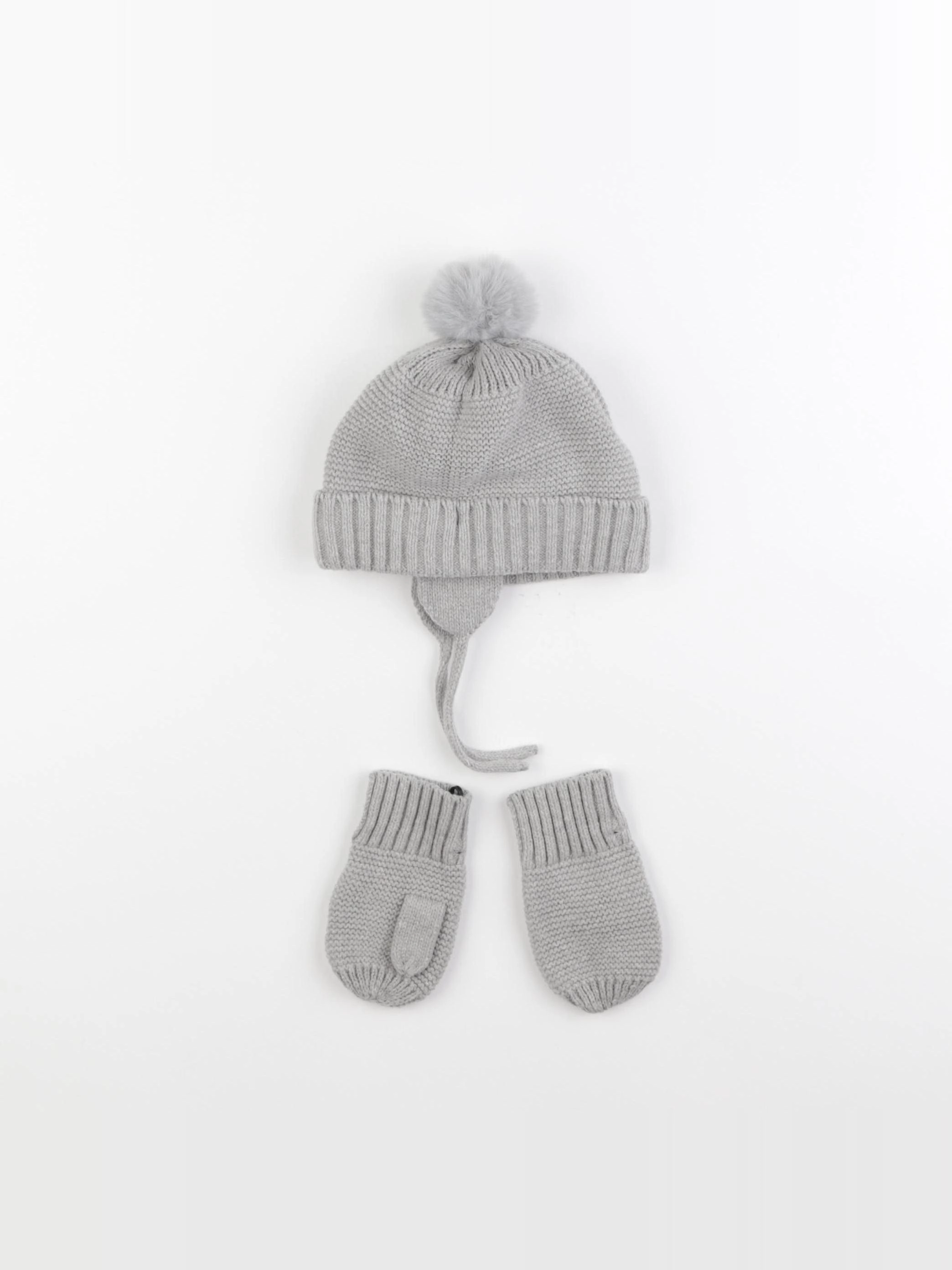 Vertbaudet - ensemble bonnet/moufles gris - 24/36 mois