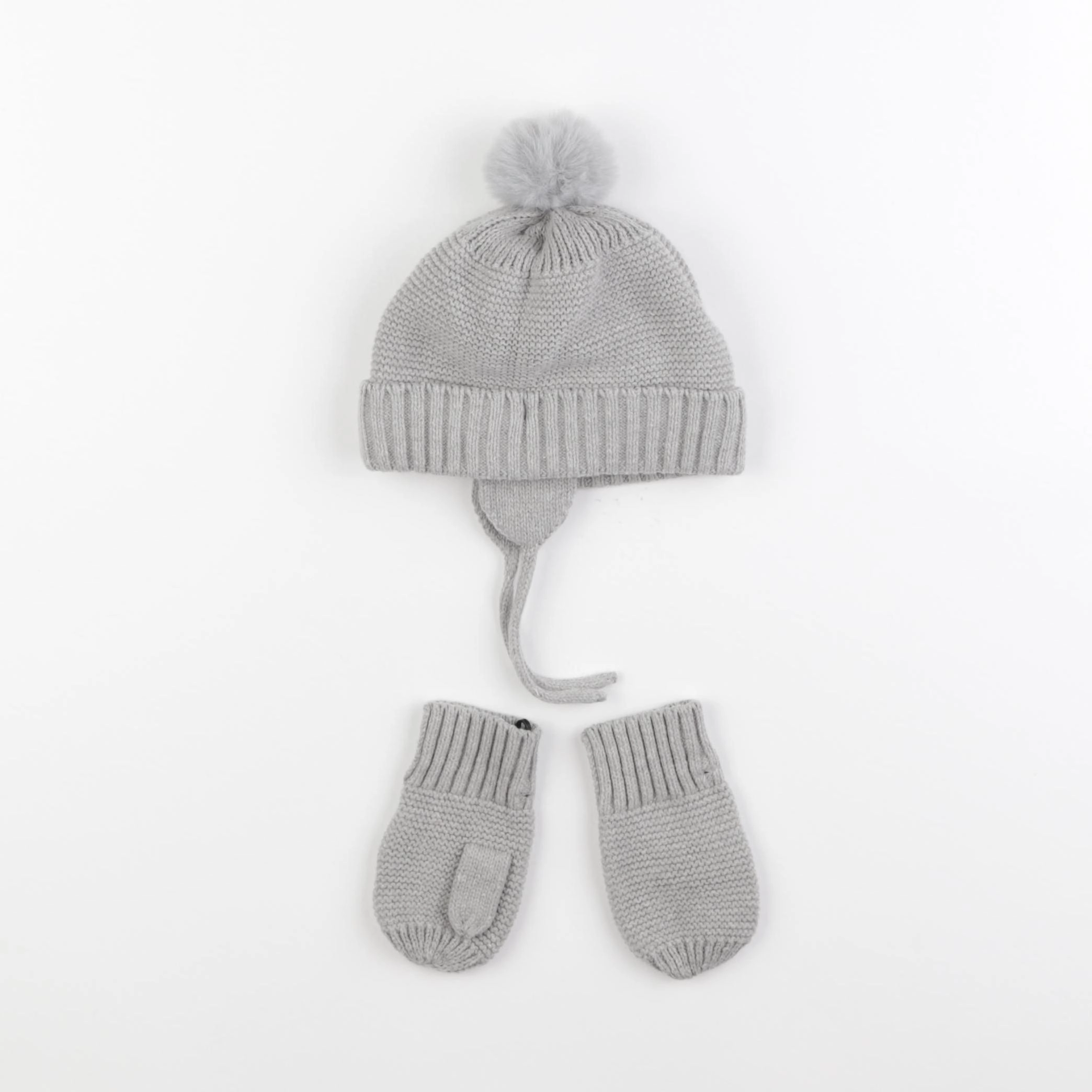 Vertbaudet - ensemble bonnet/moufles gris - 24/36 mois