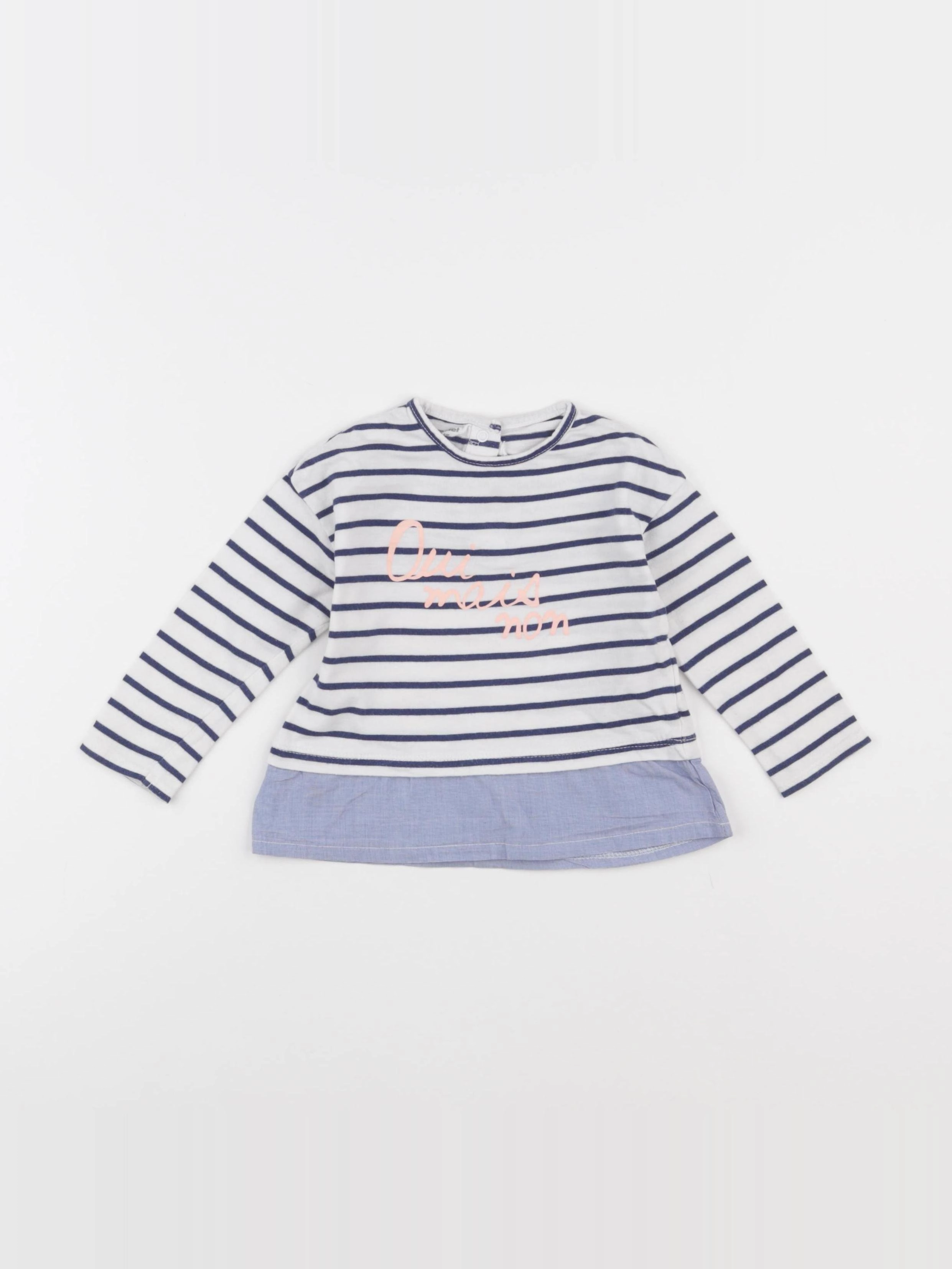Vertbaudet - tee-shirt bleu, blanc - 18 mois