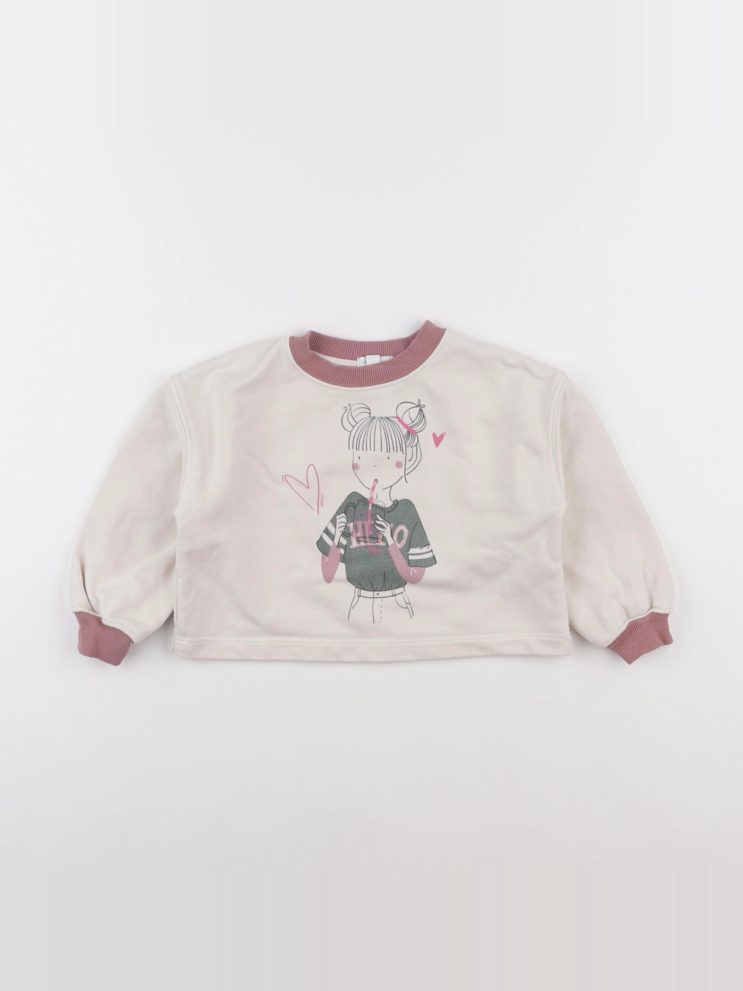 Vertbaudet - sweat blanc, violet - 3 ans