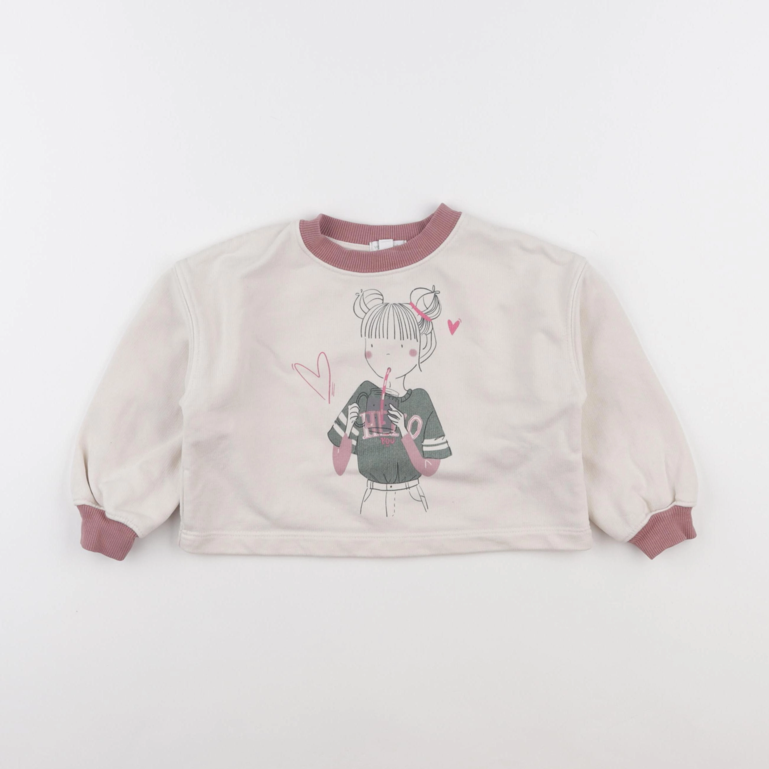 Vertbaudet - sweat blanc, violet - 3 ans