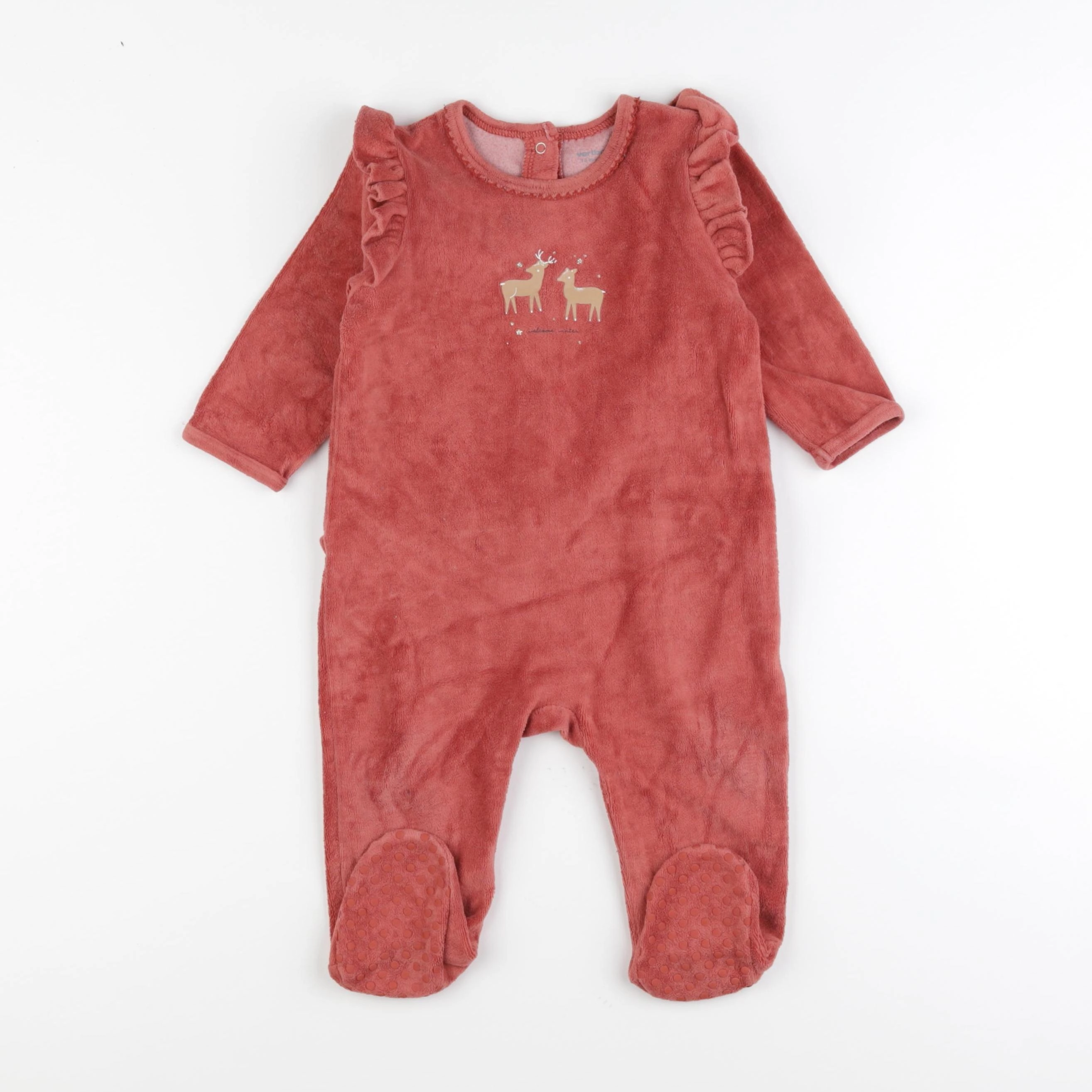 Vertbaudet - pyjama velours rose - 12 mois