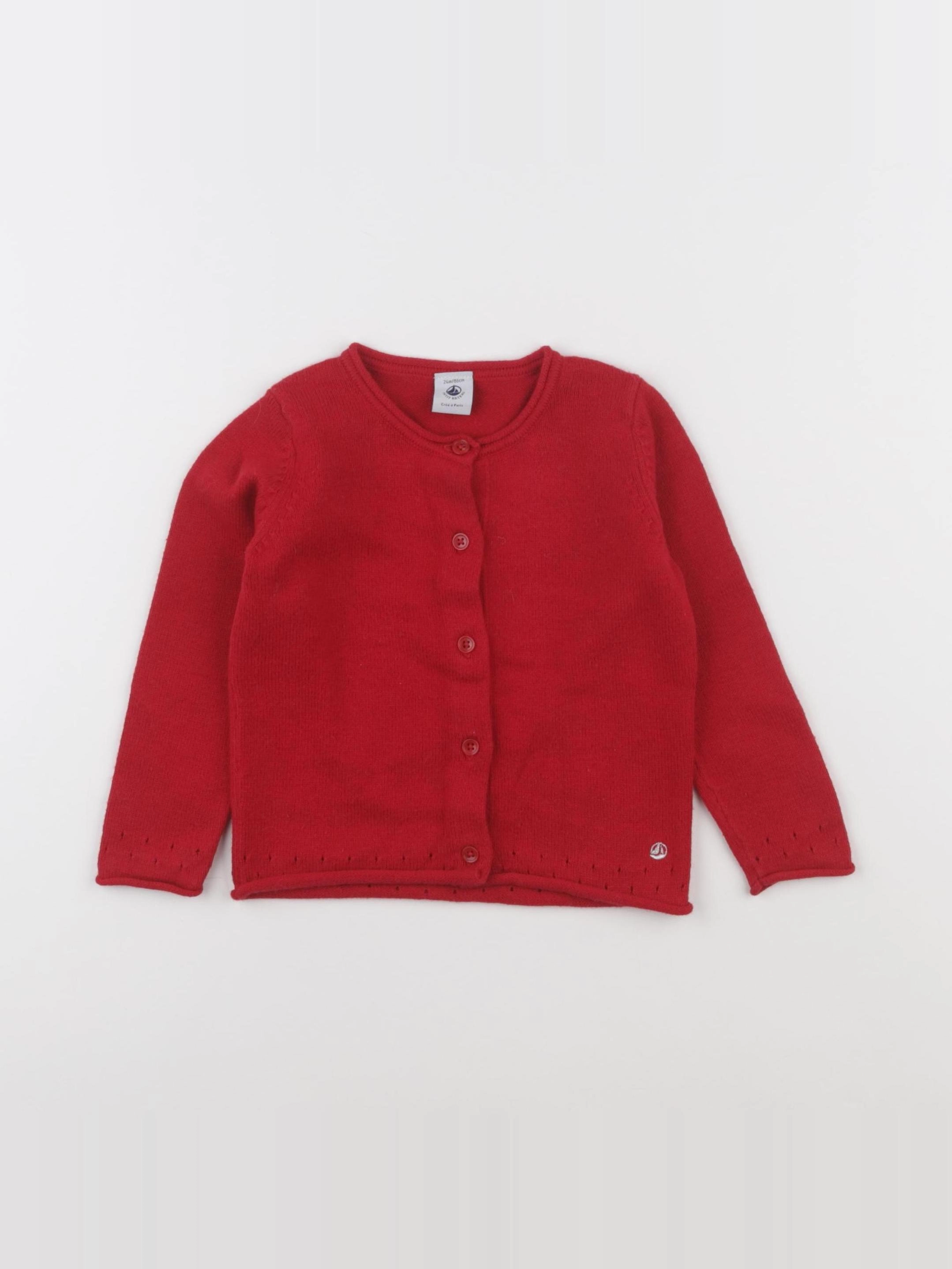 Petit Bateau - gilet rouge - 24 mois