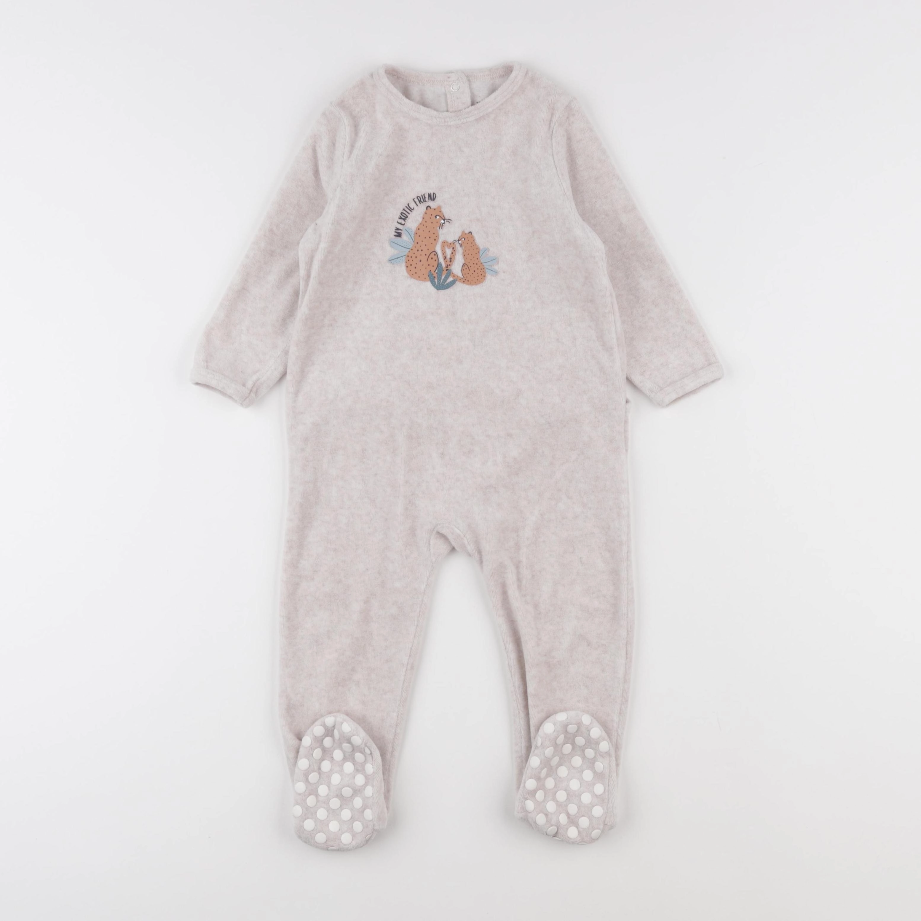 Vertbaudet - pyjama velours beige - 18 mois