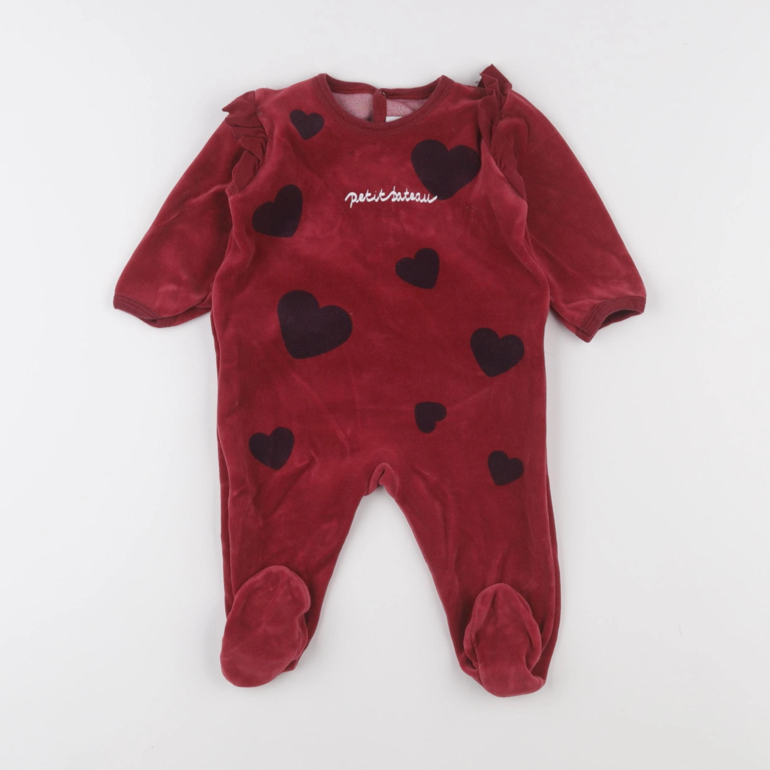Petit Bateau - pyjama velours rouge - 9 mois
