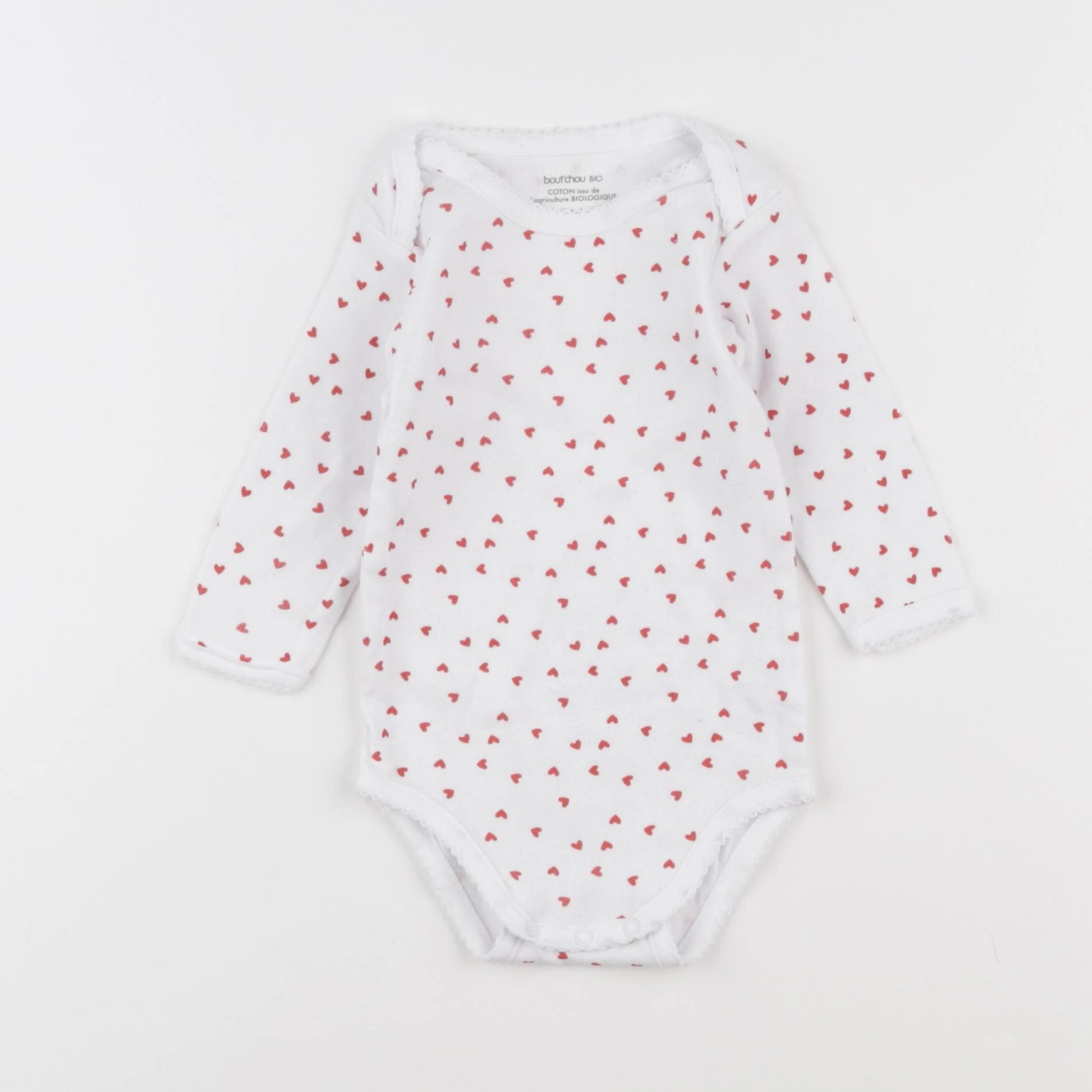 Boutchou - body blanc, rouge - 9 mois