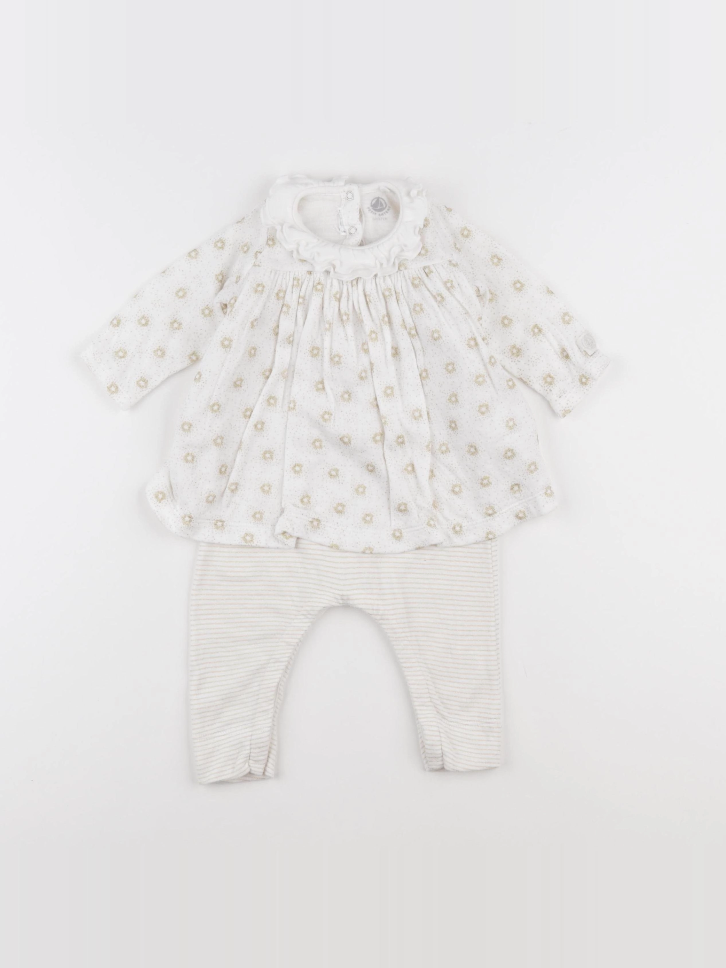 Petit Bateau - pyjama velours blanc, or - 6 mois