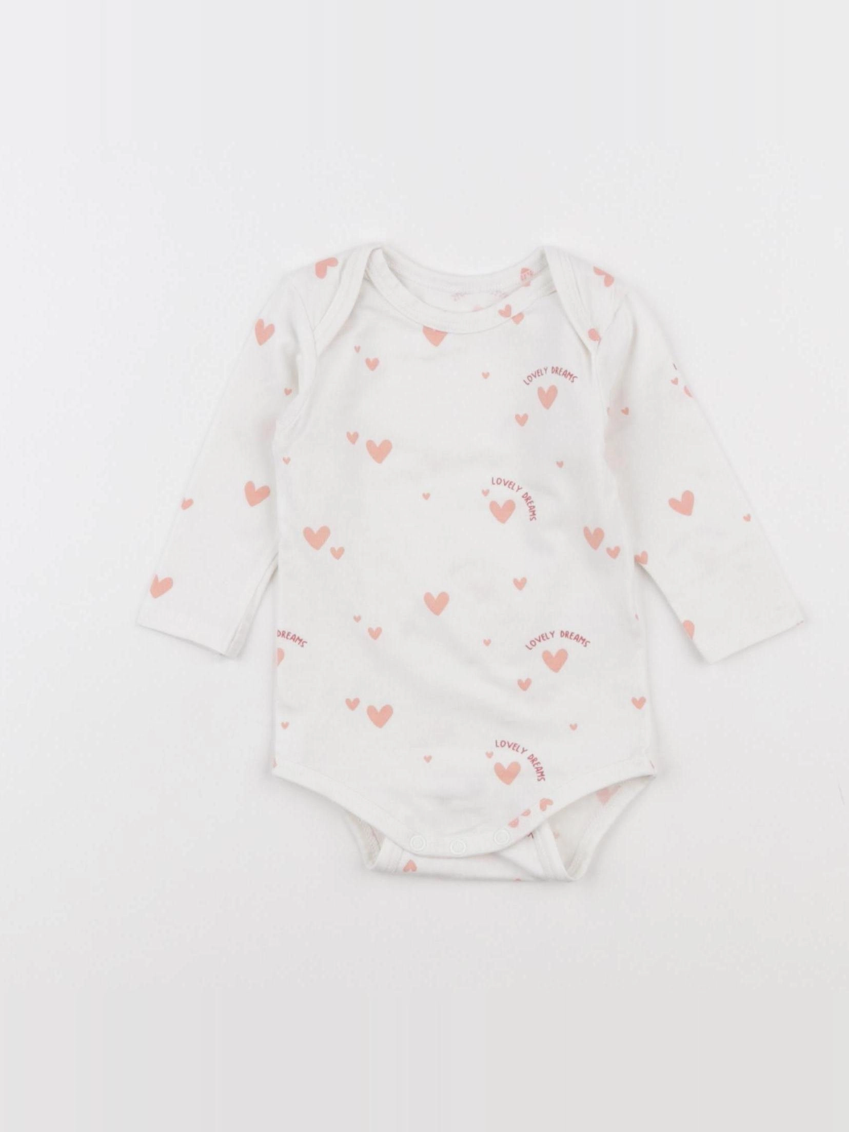 Tape à l'oeil - body blanc, rose - 3 mois