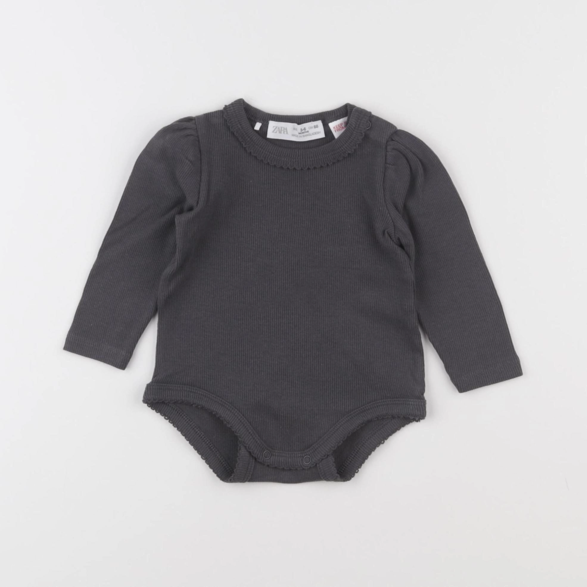 Zara - body gris - 3/6 mois