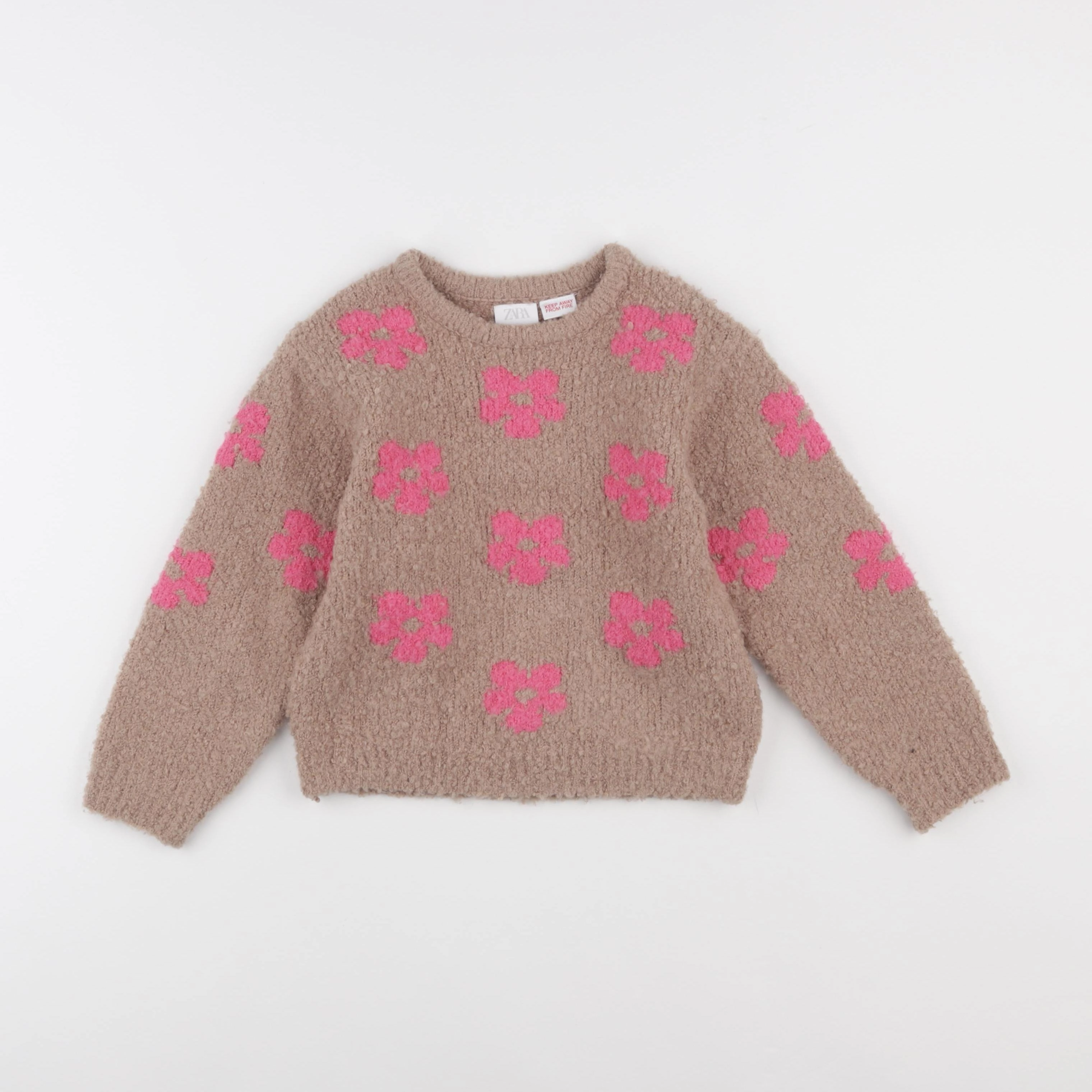 Zara - pull marron, rose - 5/6 ans