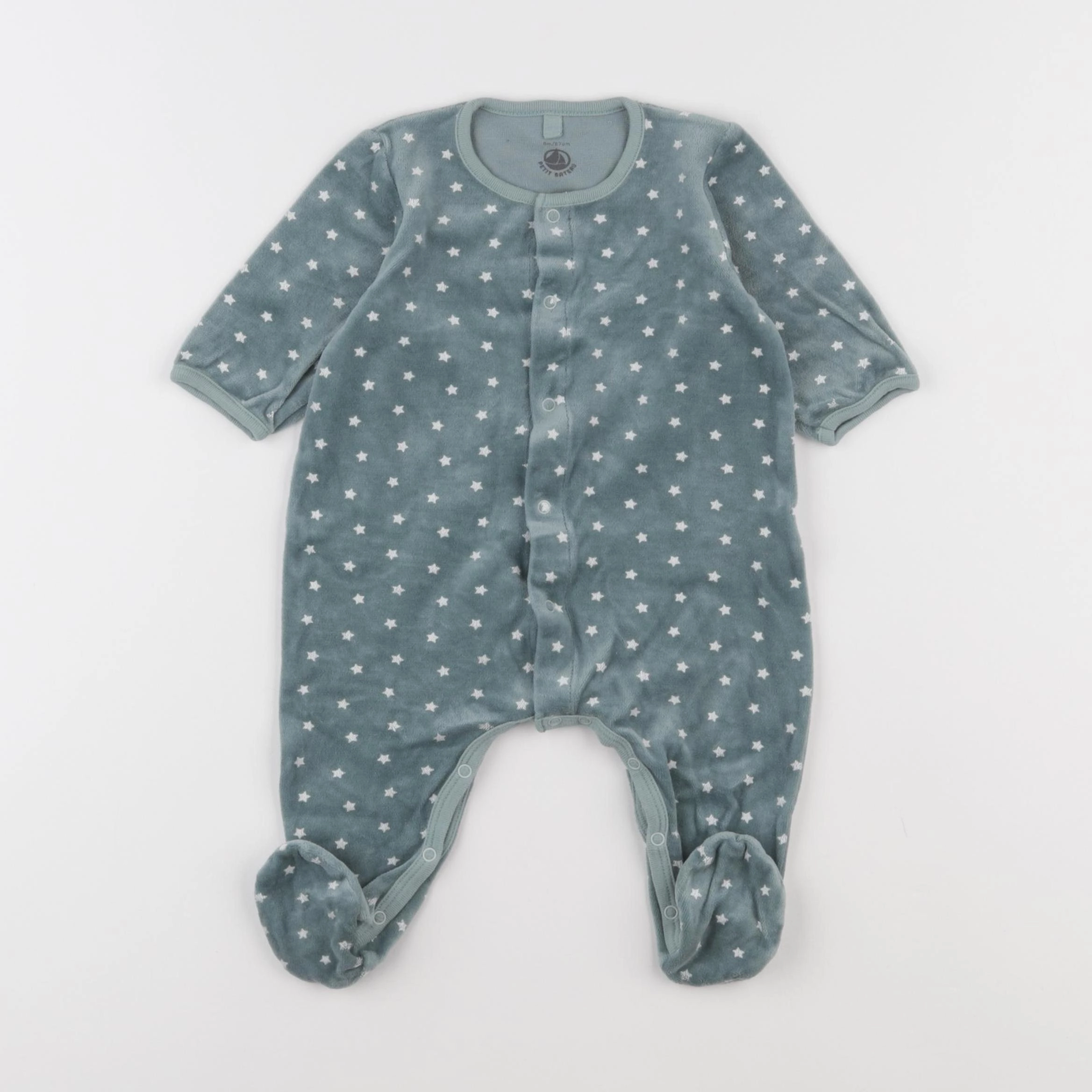 Petit Bateau - pyjama velours vert - 6 mois