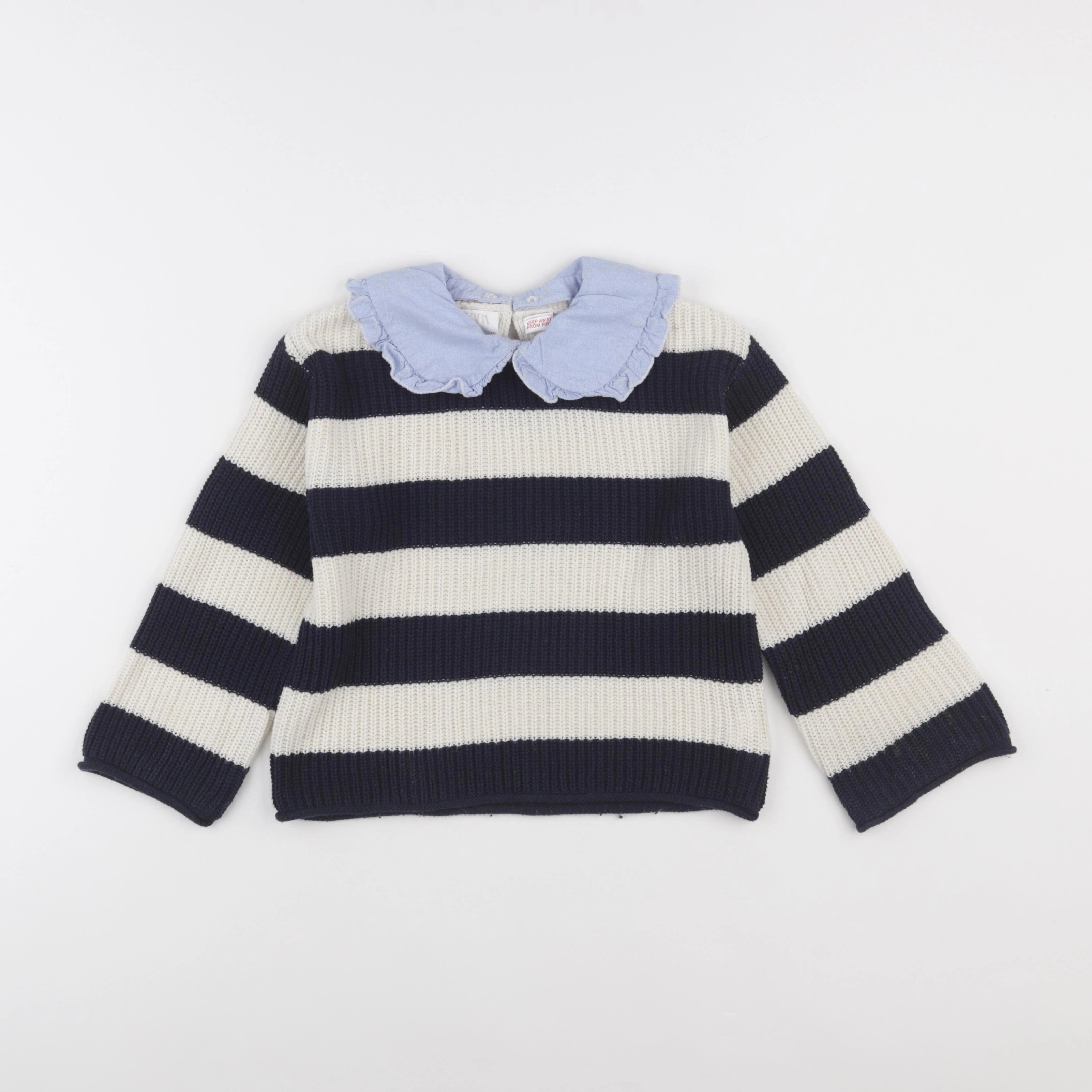 Zara - pull beige, bleu - 5 ans