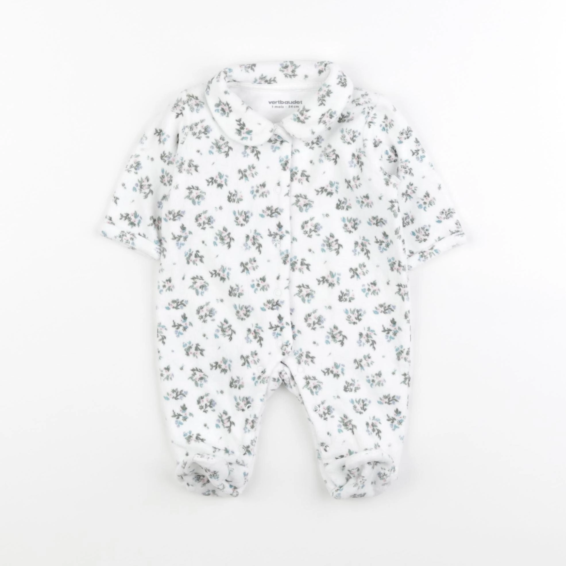 Vertbaudet - pyjama velours blanc - 1 mois