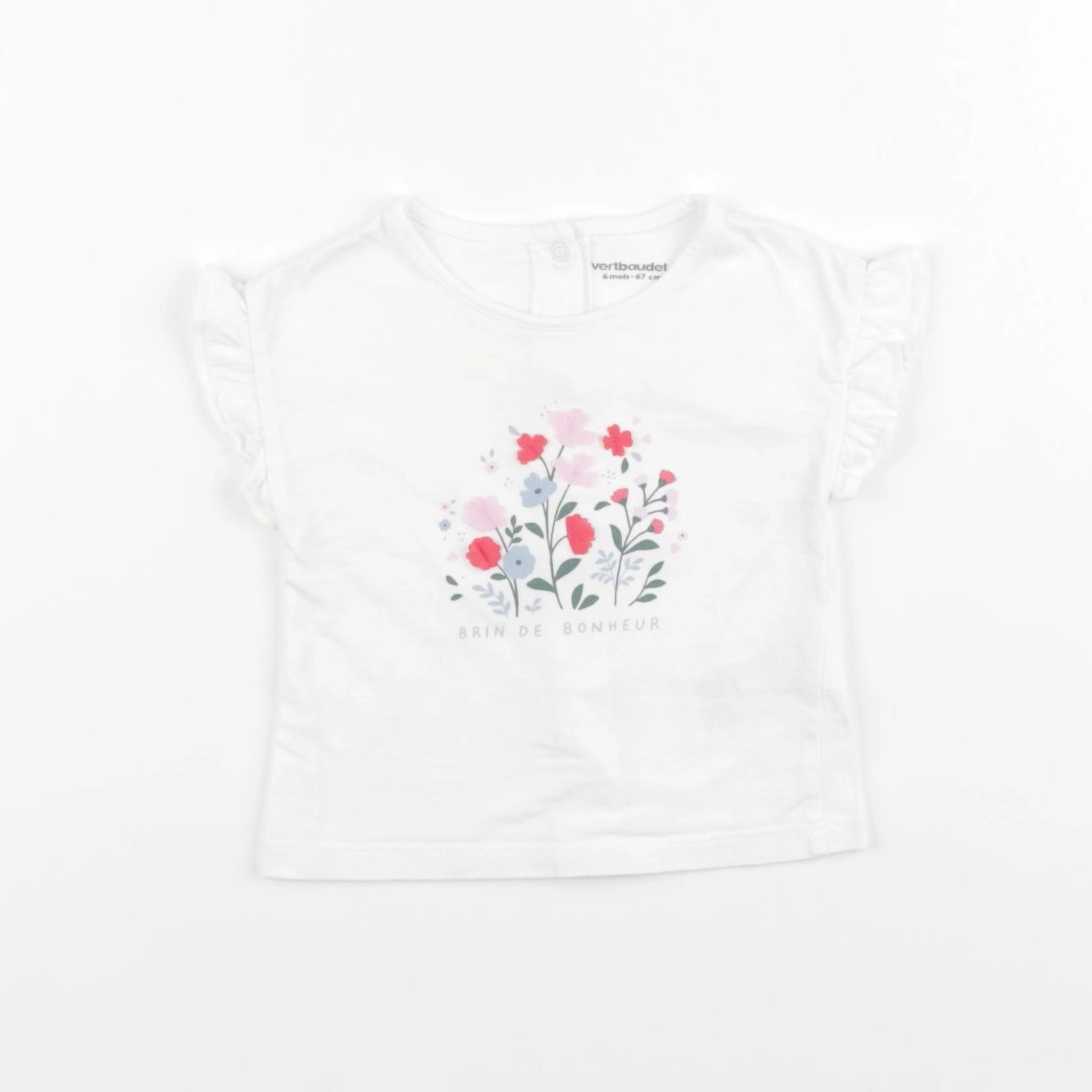 Vertbaudet - tee-shirt blanc - 6 mois