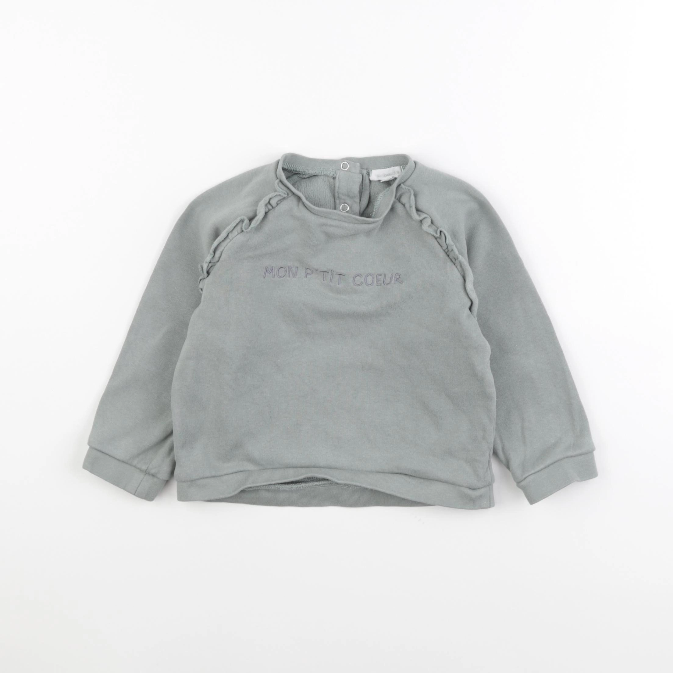 Vertbaudet - sweat vert - 24 mois
