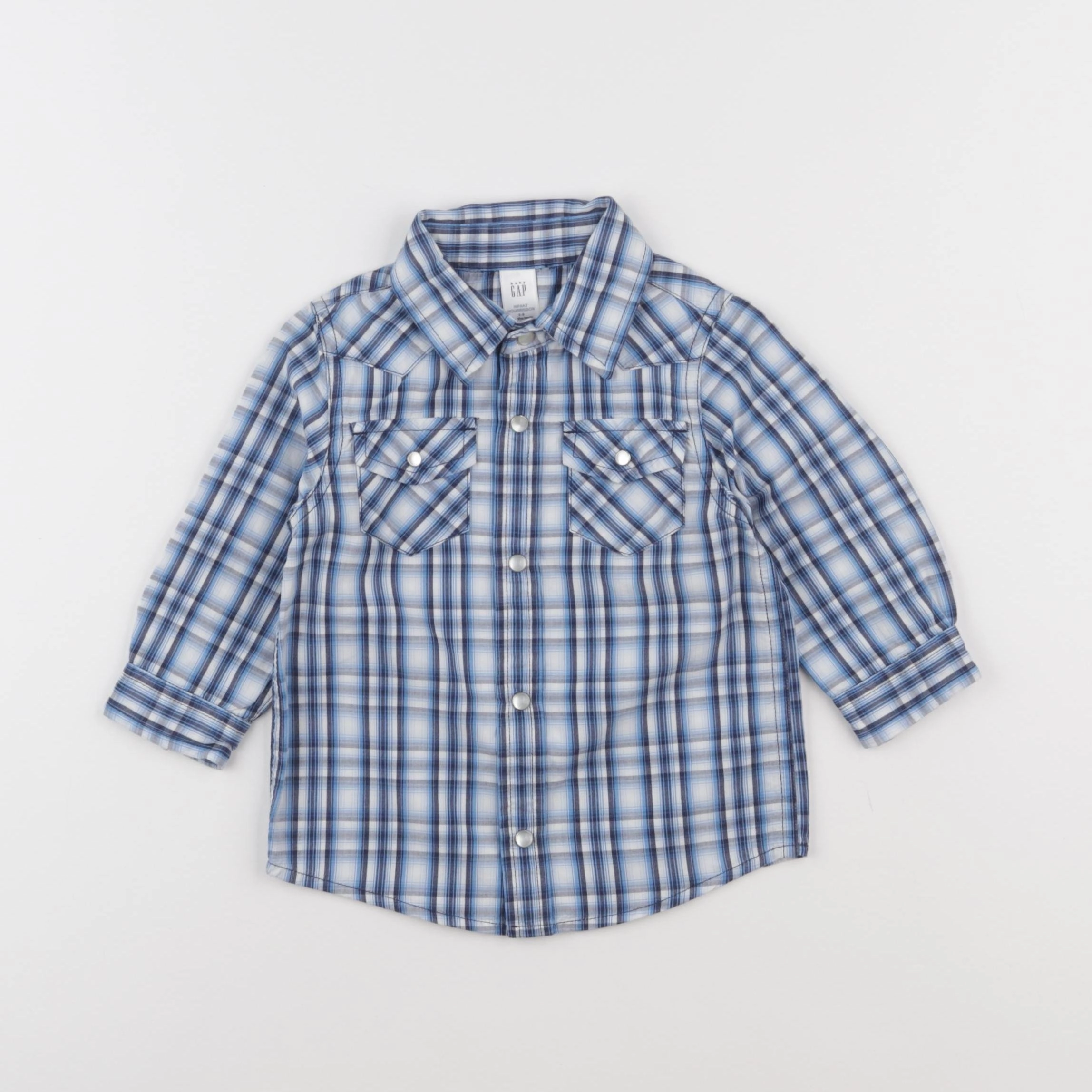GAP - chemise blanc, bleu - 3/6 mois