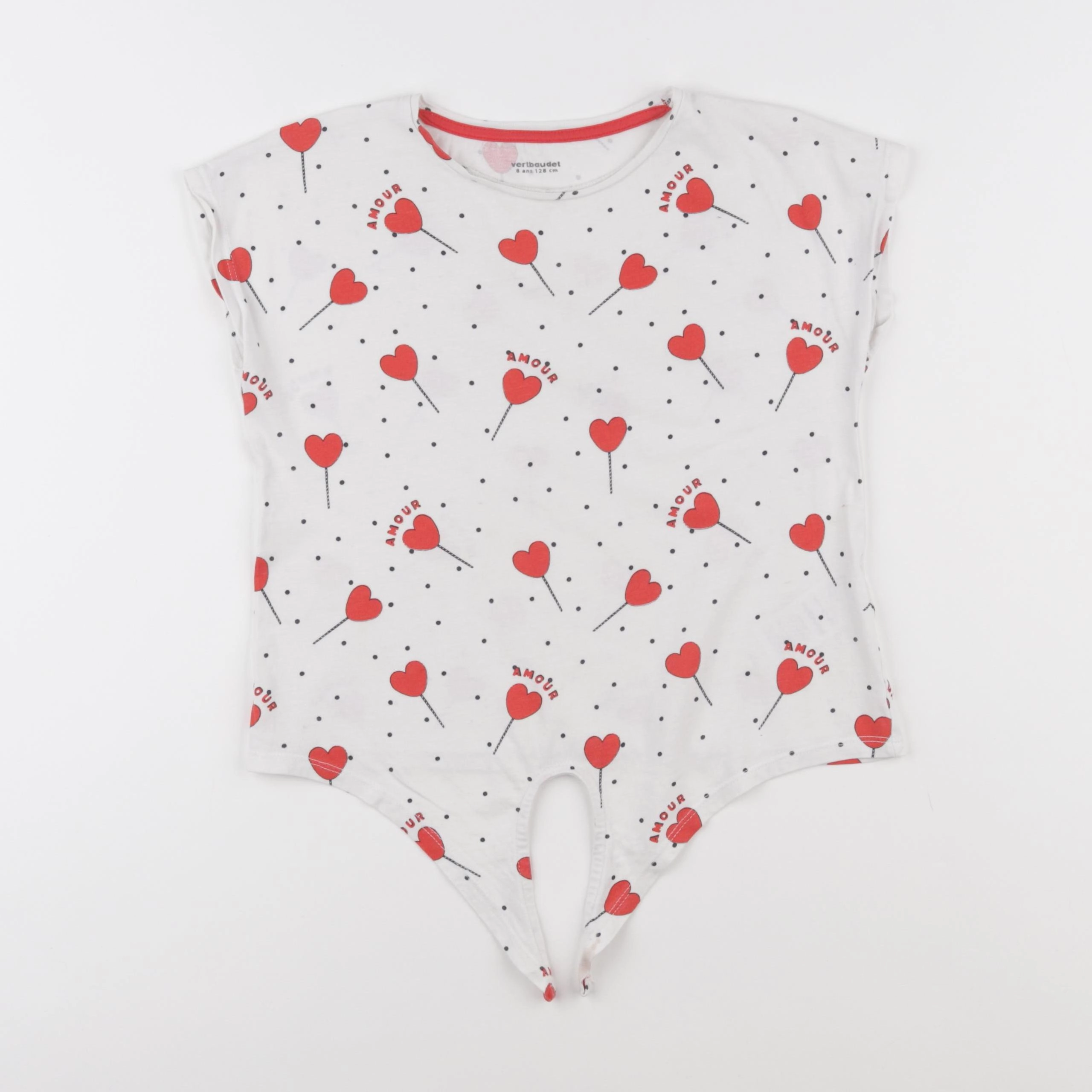 Vertbaudet - tee-shirt blanc, rouge - 8 ans