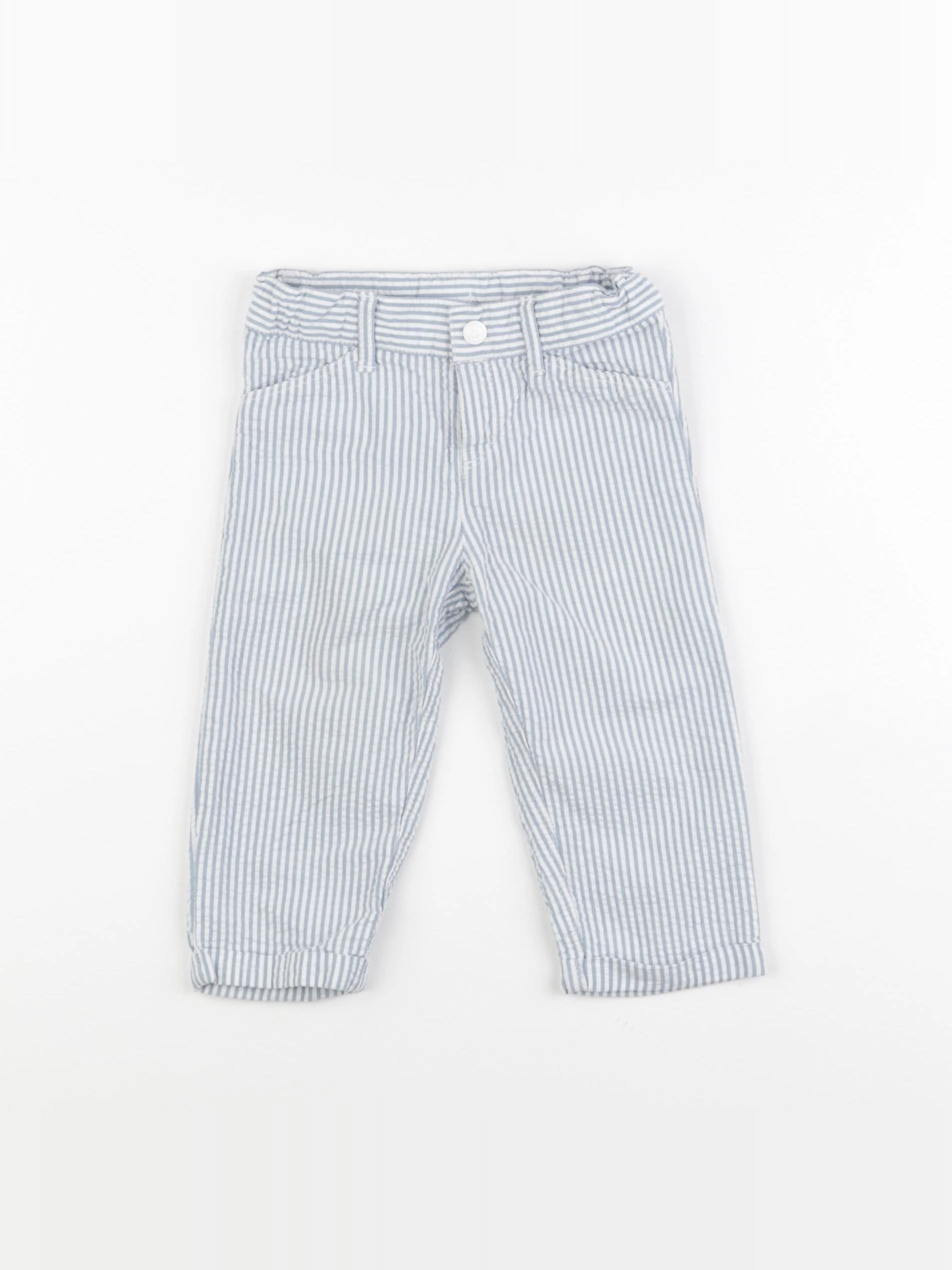 Petit Bateau - pantalon bleu - 12 mois