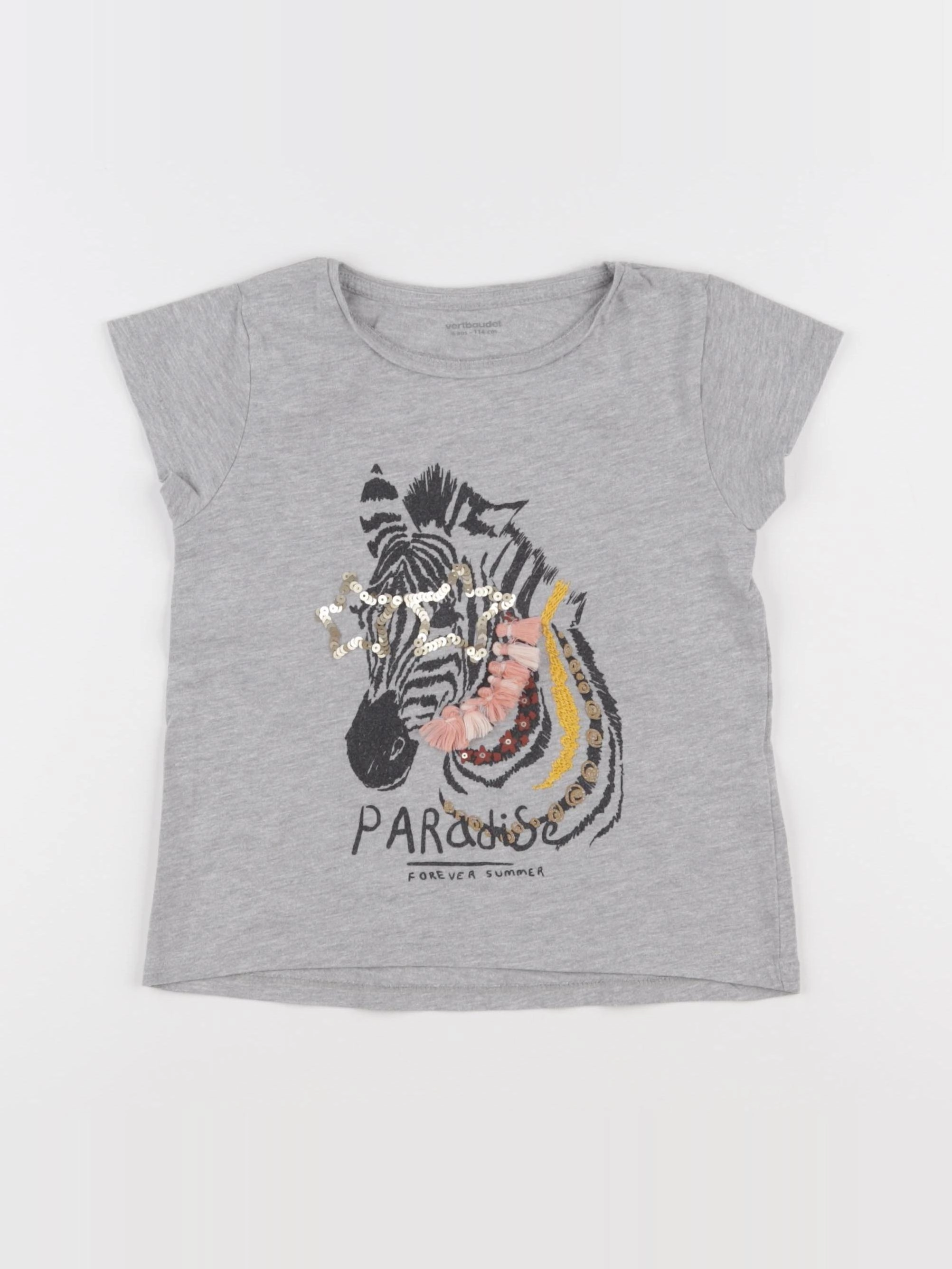 Vertbaudet - tee-shirt gris - 6 ans