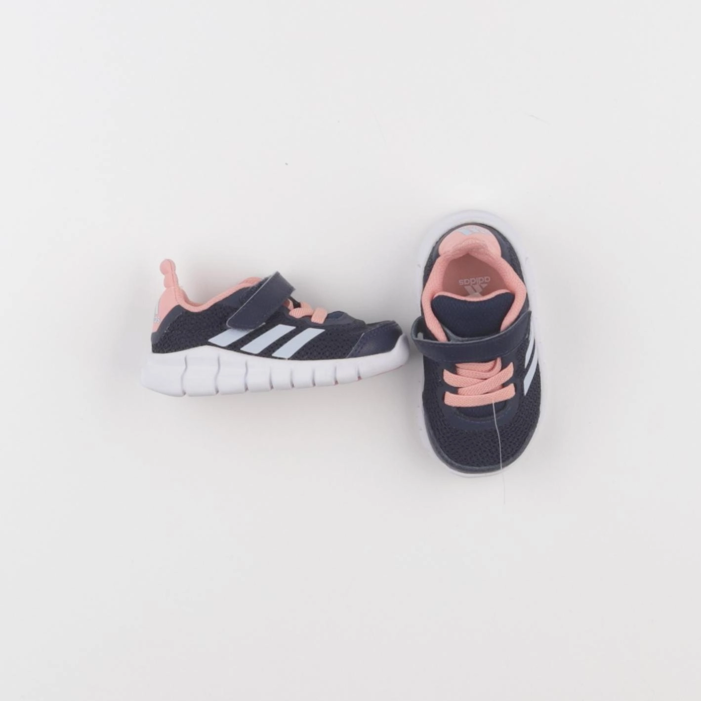 Adidas - tennis à scratch/ lacets bleu, rose - pointure 19