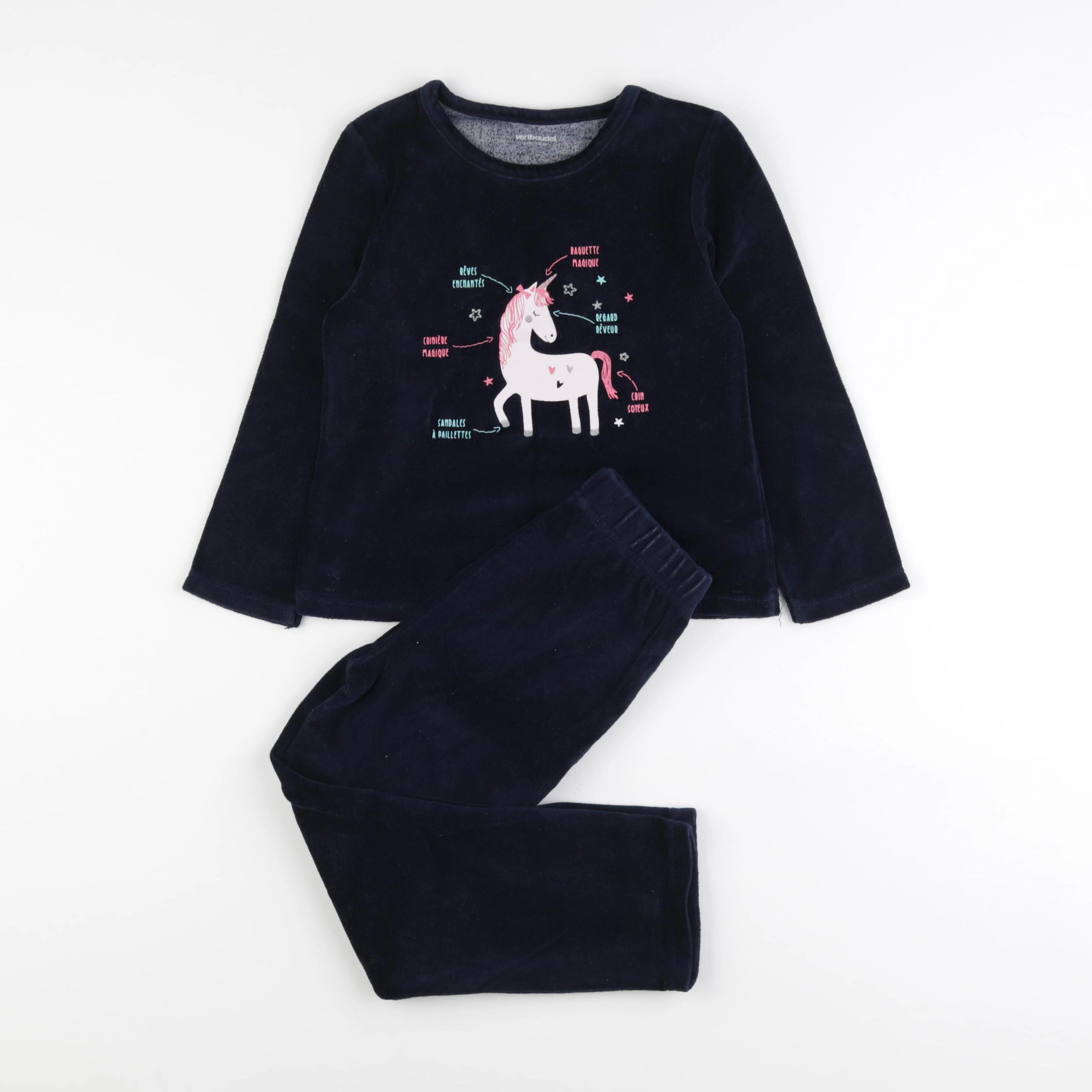 Vertbaudet - pyjama velours bleu - 6 ans